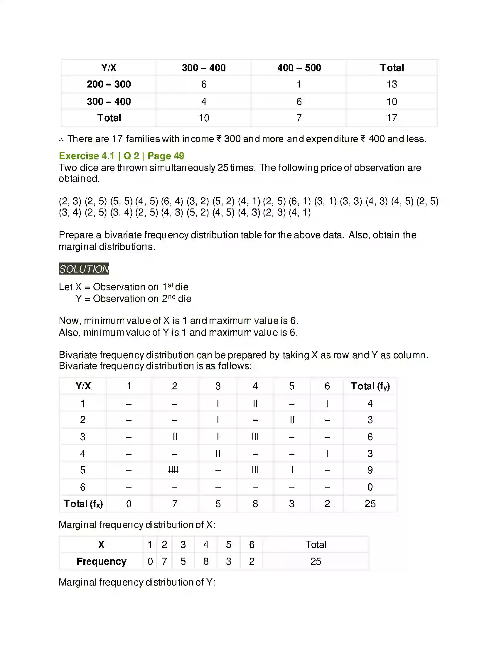 Maharashtra Board Class 11th Mathematics & Statistics - 2 Bivariate Frequency Distribution & Chi Square Statistic Solution 4