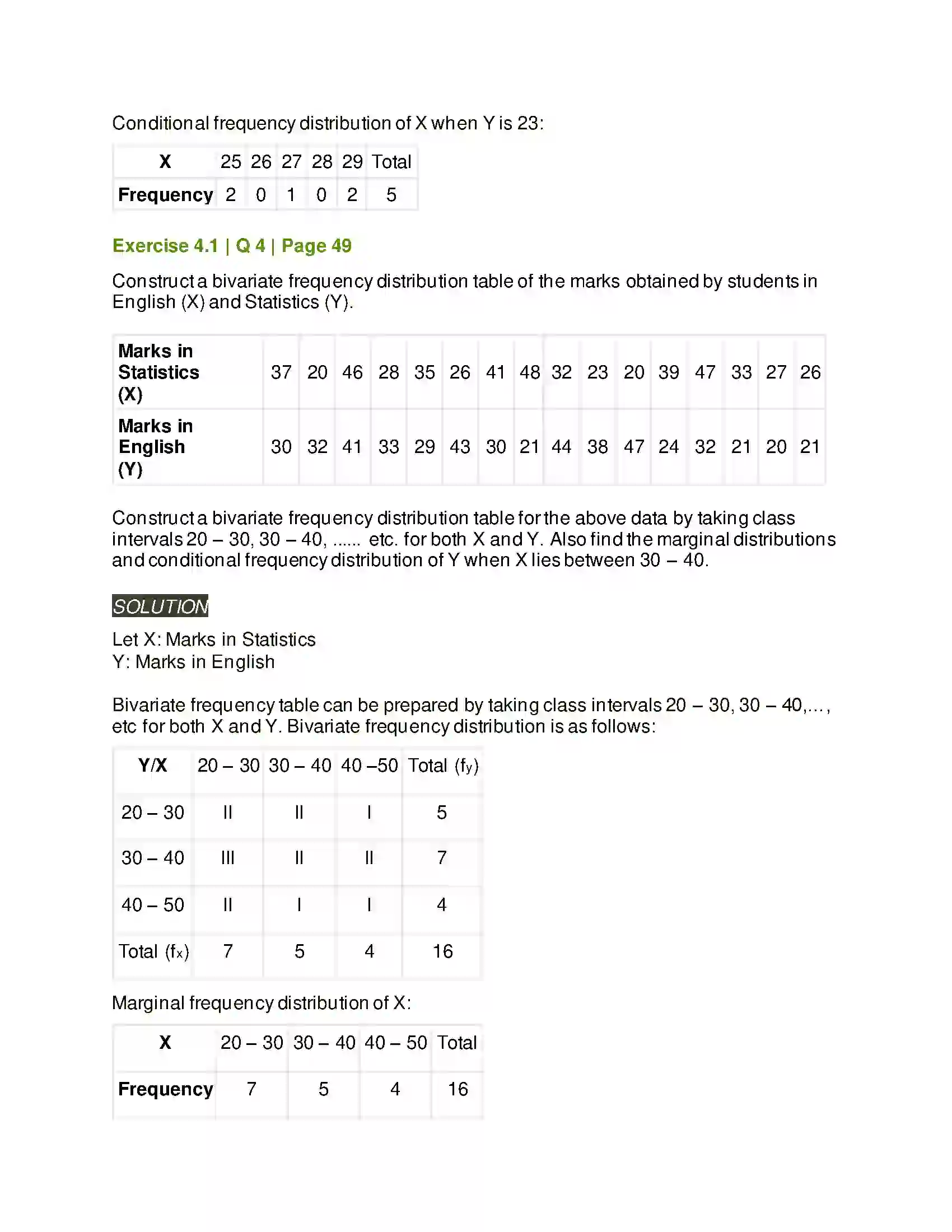 Maharashtra Board Class 11th Mathematics & Statistics - 2 Bivariate Frequency Distribution & Chi Square Statistic Solution 7