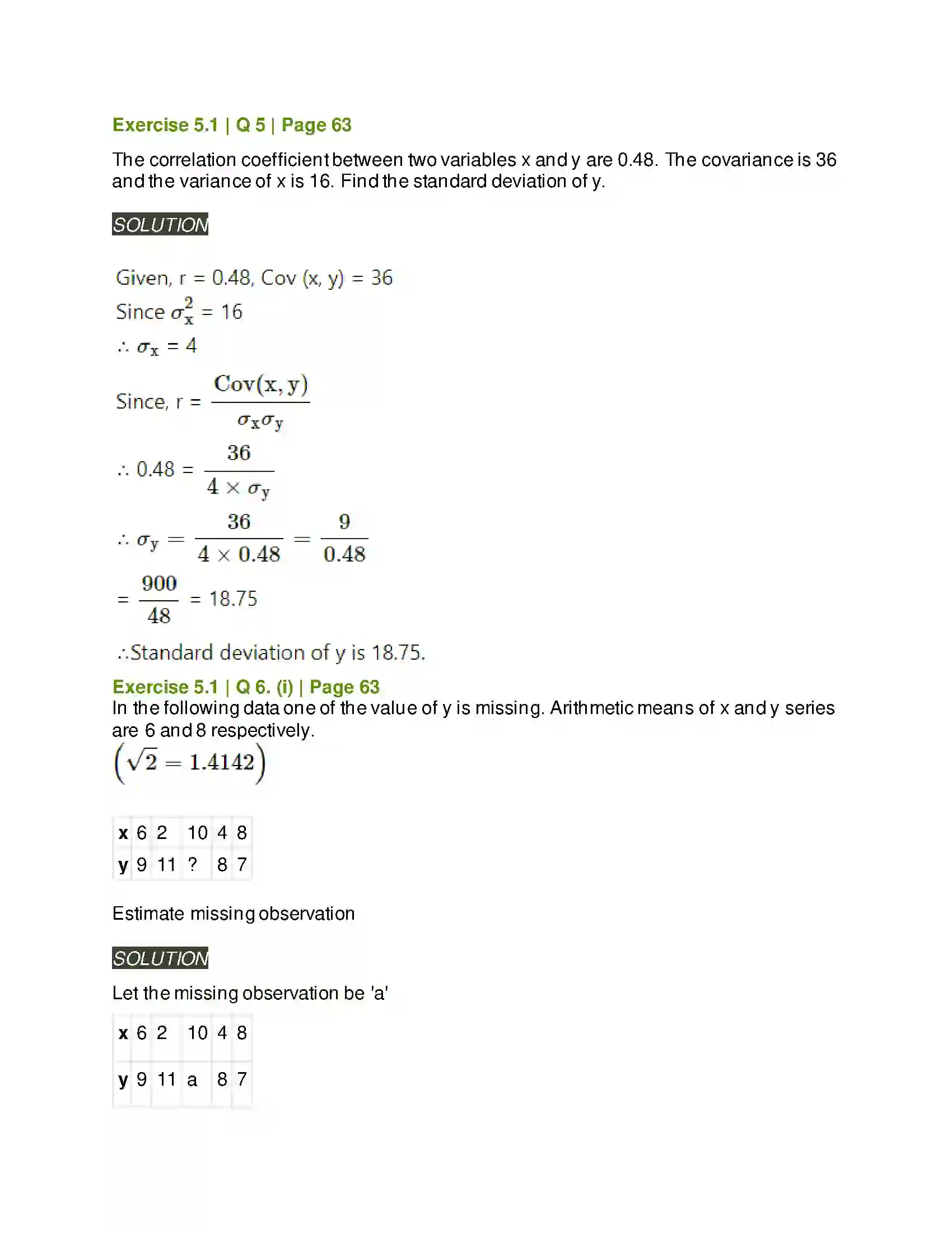 Maharashtra Board Class 11th Mathematics & Statistics - 2 Correlation Solution 4
