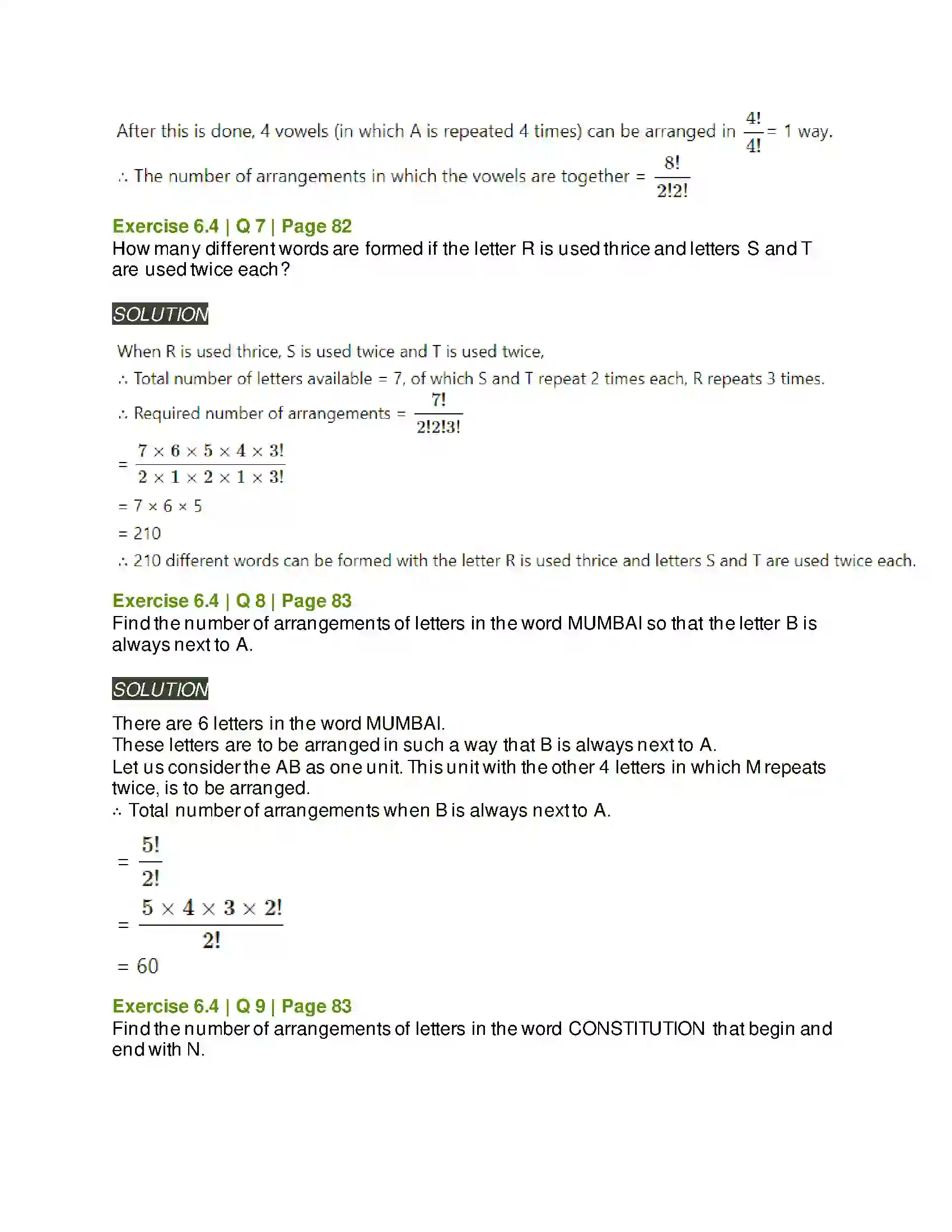 Maharashtra Board Class 11th Mathematics & Statistics - 2 Permutations and Combinations Solution 38