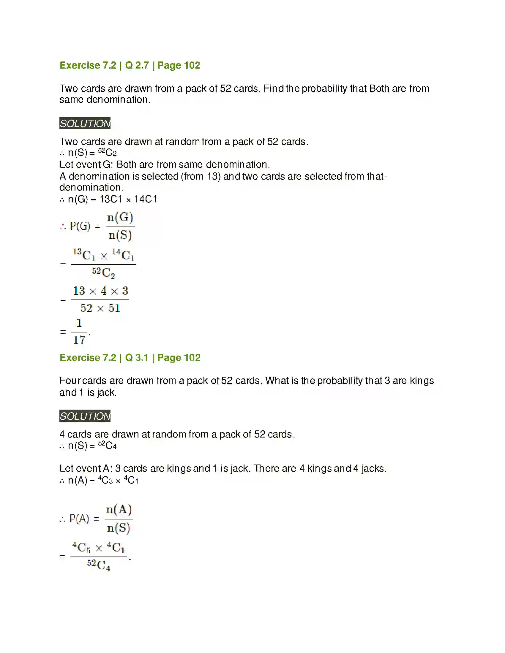 Maharashtra Board Class 11th Mathematics & Statistics - 2 Probability Solution 14