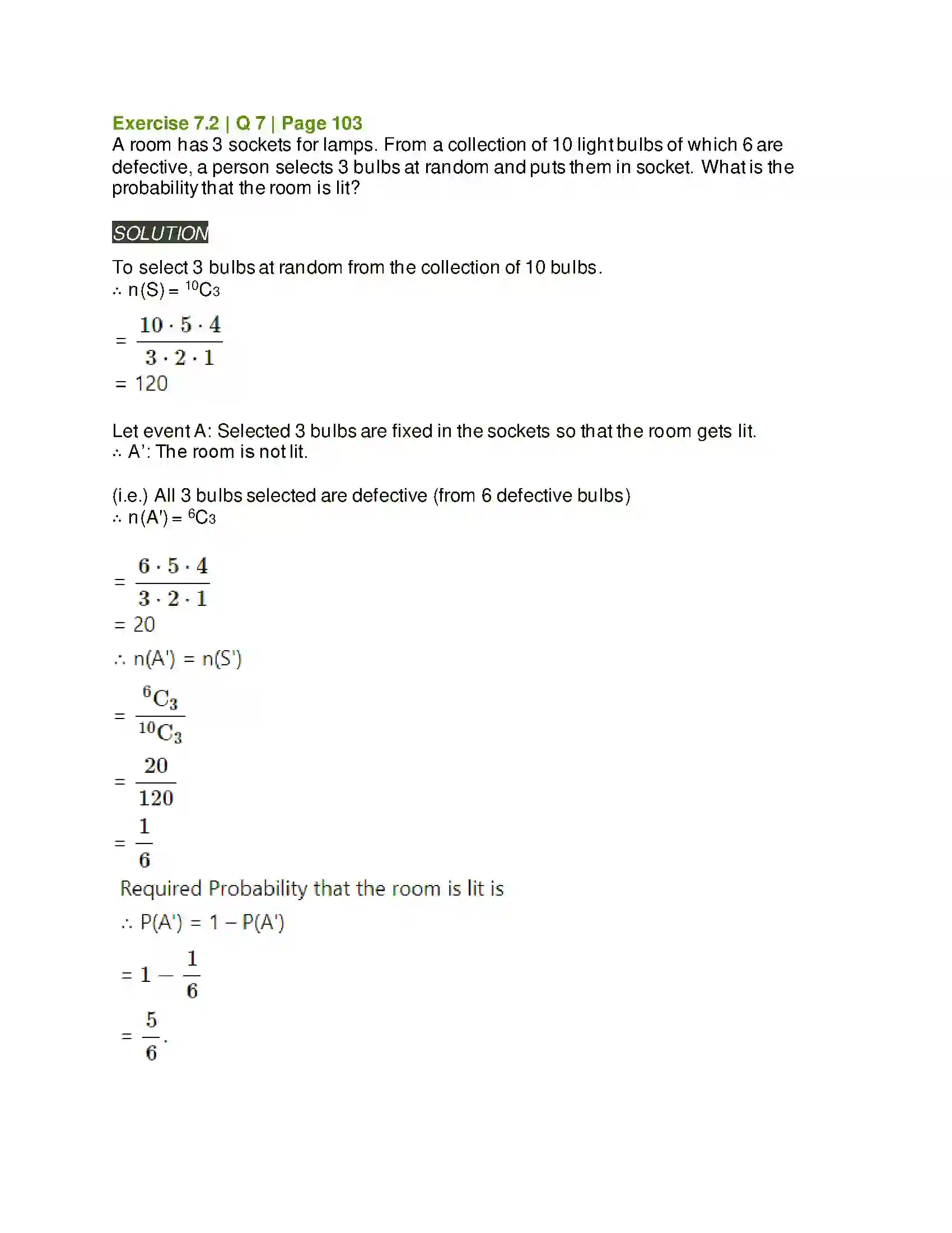 Maharashtra Board Class 11th Mathematics & Statistics - 2 Probability Solution 21