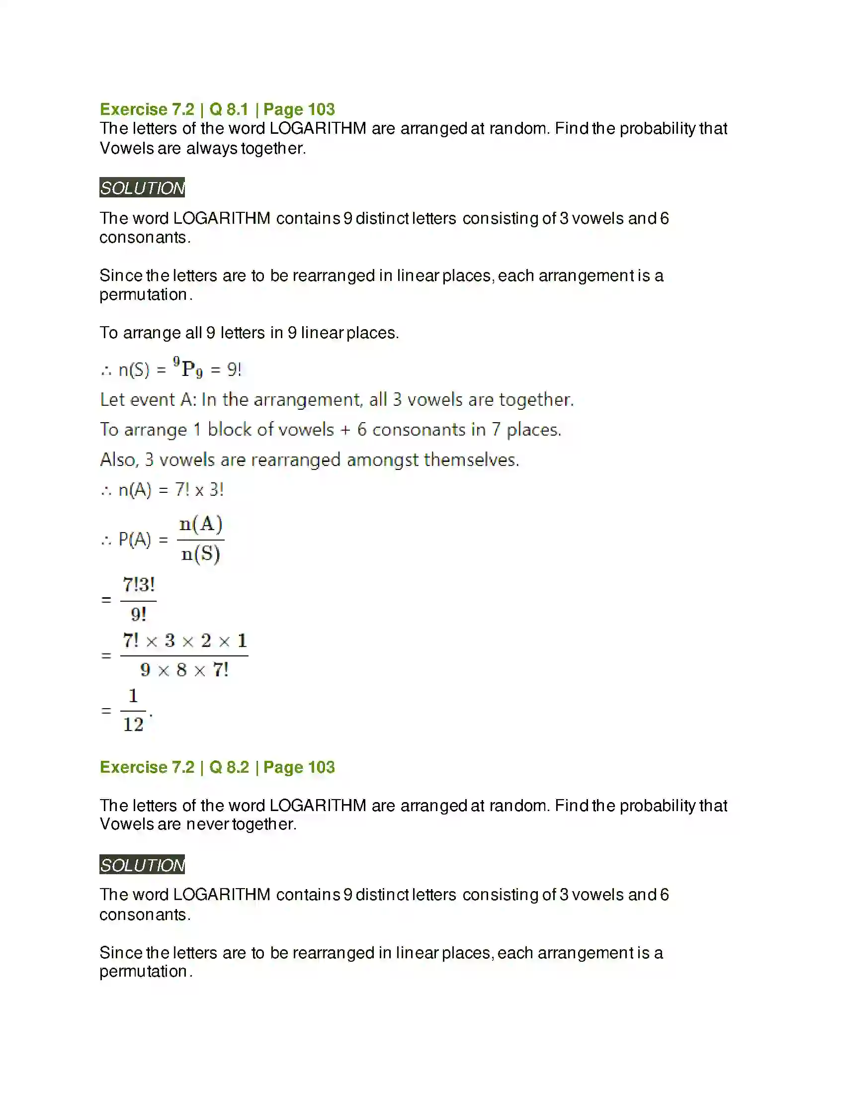Maharashtra Board Class 11th Mathematics & Statistics - 2 Probability Solution 22