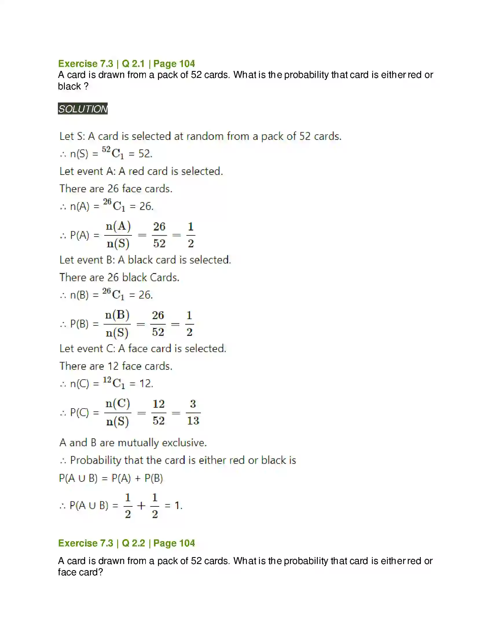 Maharashtra Board Class 11th Mathematics & Statistics - 2 Probability Solution 28