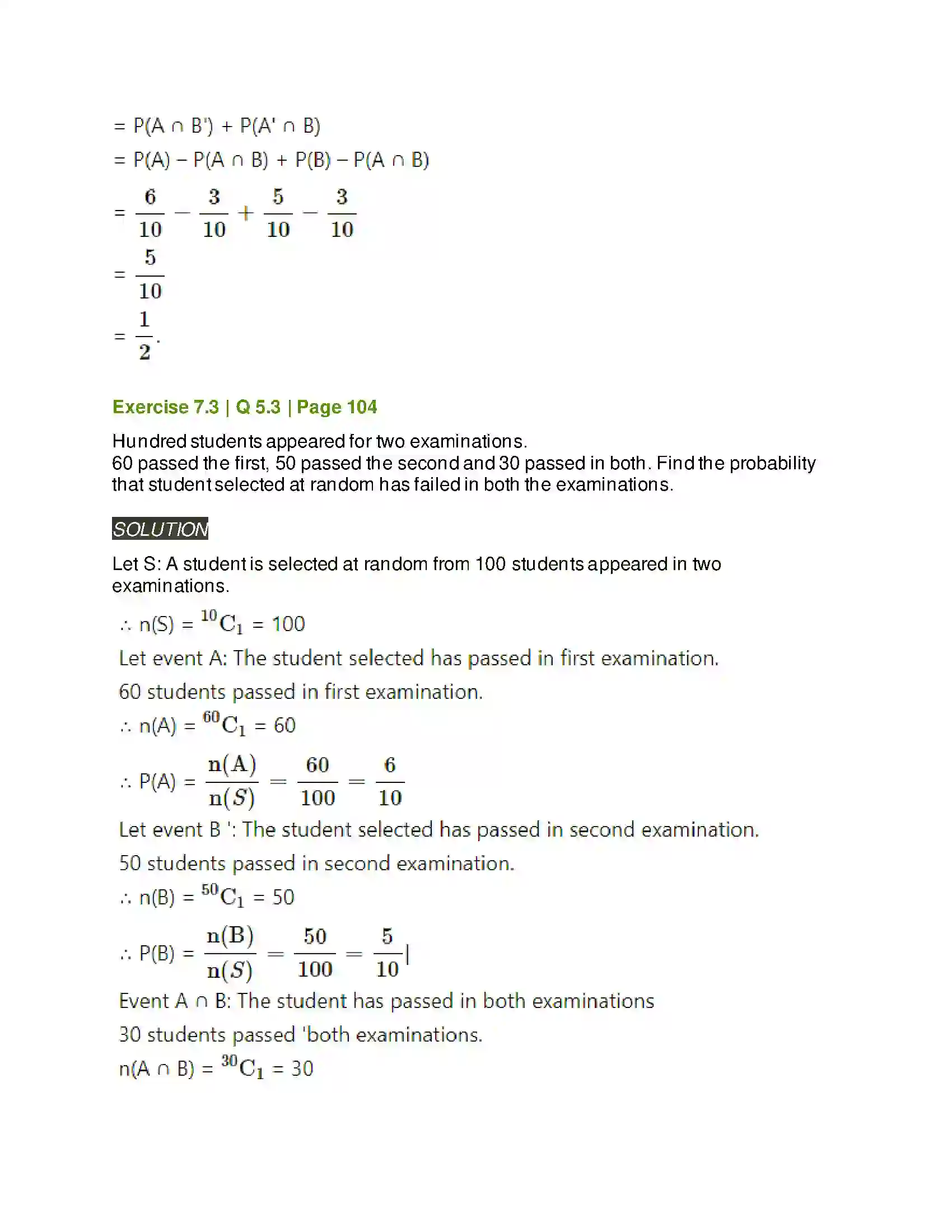 Maharashtra Board Class 11th Mathematics & Statistics - 2 Probability Solution 36