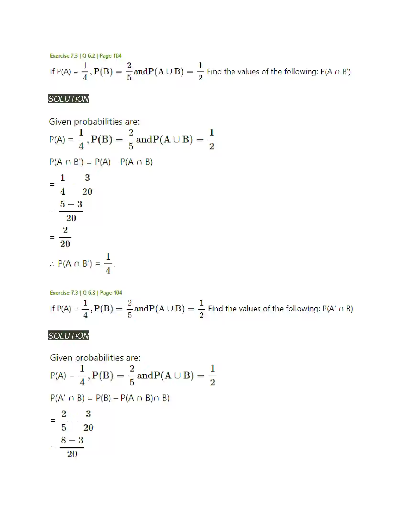 Maharashtra Board Class 11th Mathematics & Statistics - 2 Probability Solution 38