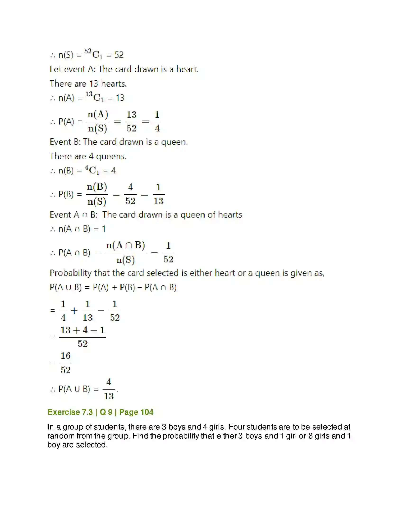 Maharashtra Board Class 11th Mathematics & Statistics - 2 Probability Solution 41