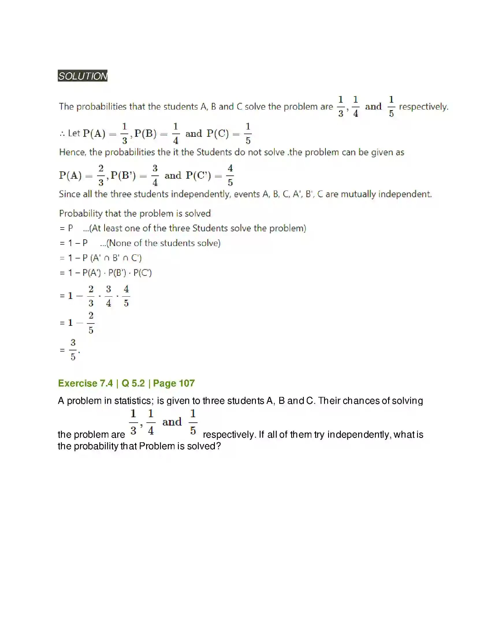 Maharashtra Board Class 11th Mathematics & Statistics - 2 Probability Solution 47