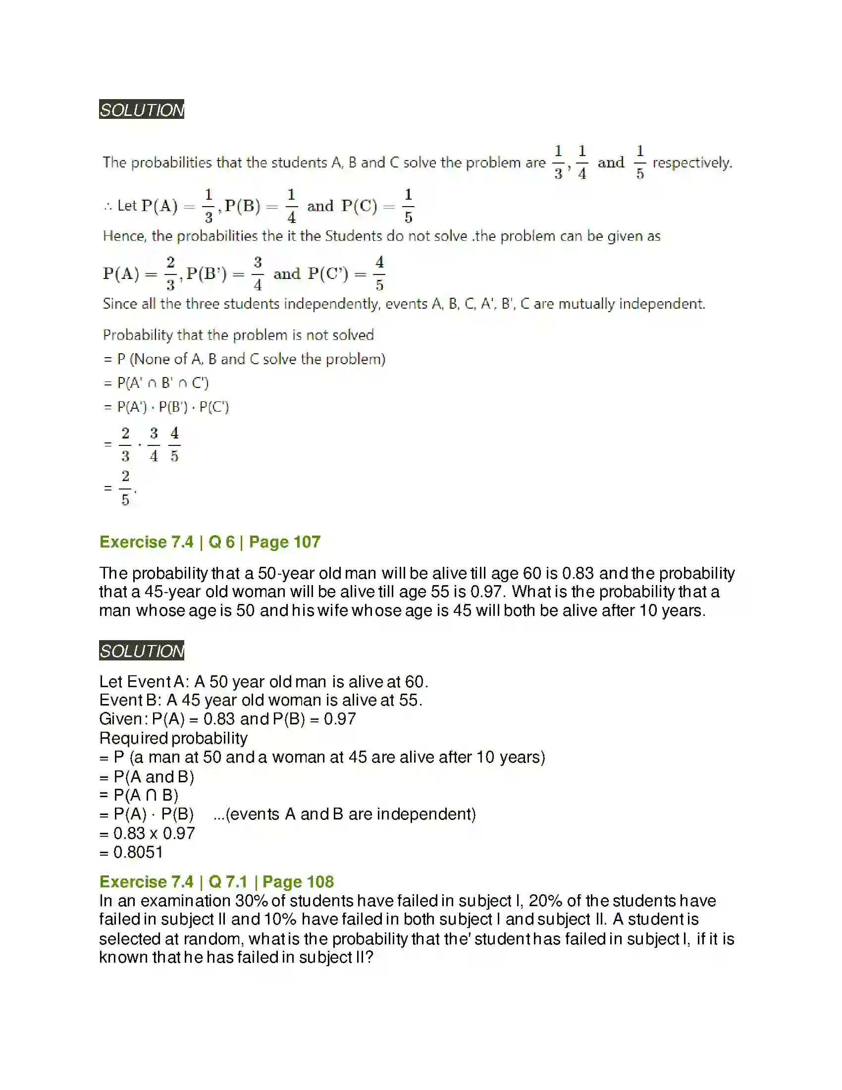 Maharashtra Board Class 11th Mathematics & Statistics - 2 Probability Solution 48