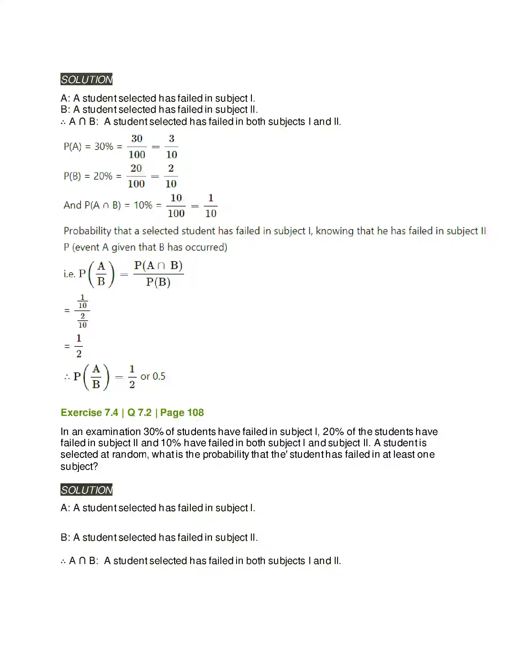 Maharashtra Board Class 11th Mathematics & Statistics - 2 Probability Solution 49