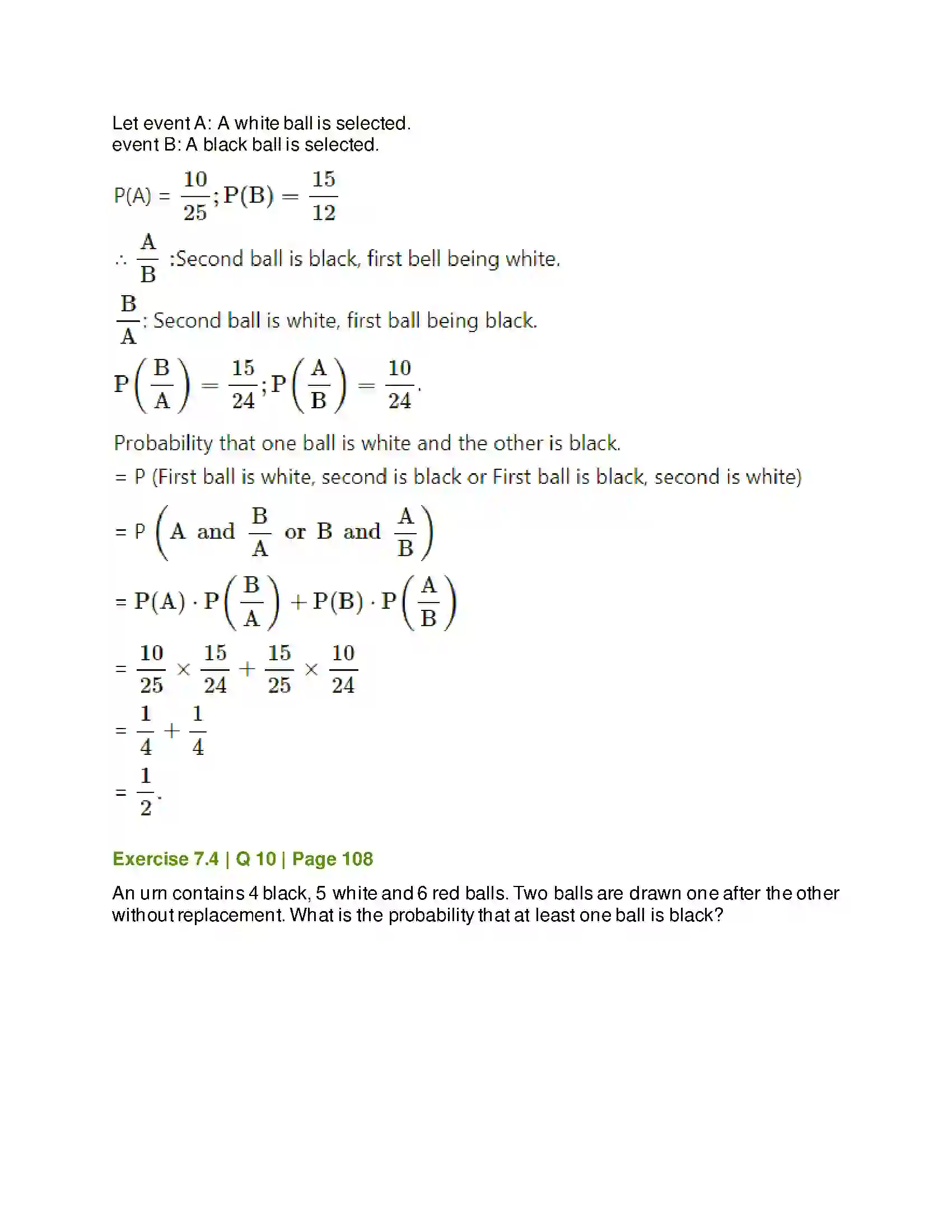 Maharashtra Board Class 11th Mathematics & Statistics - 2 Probability Solution 53