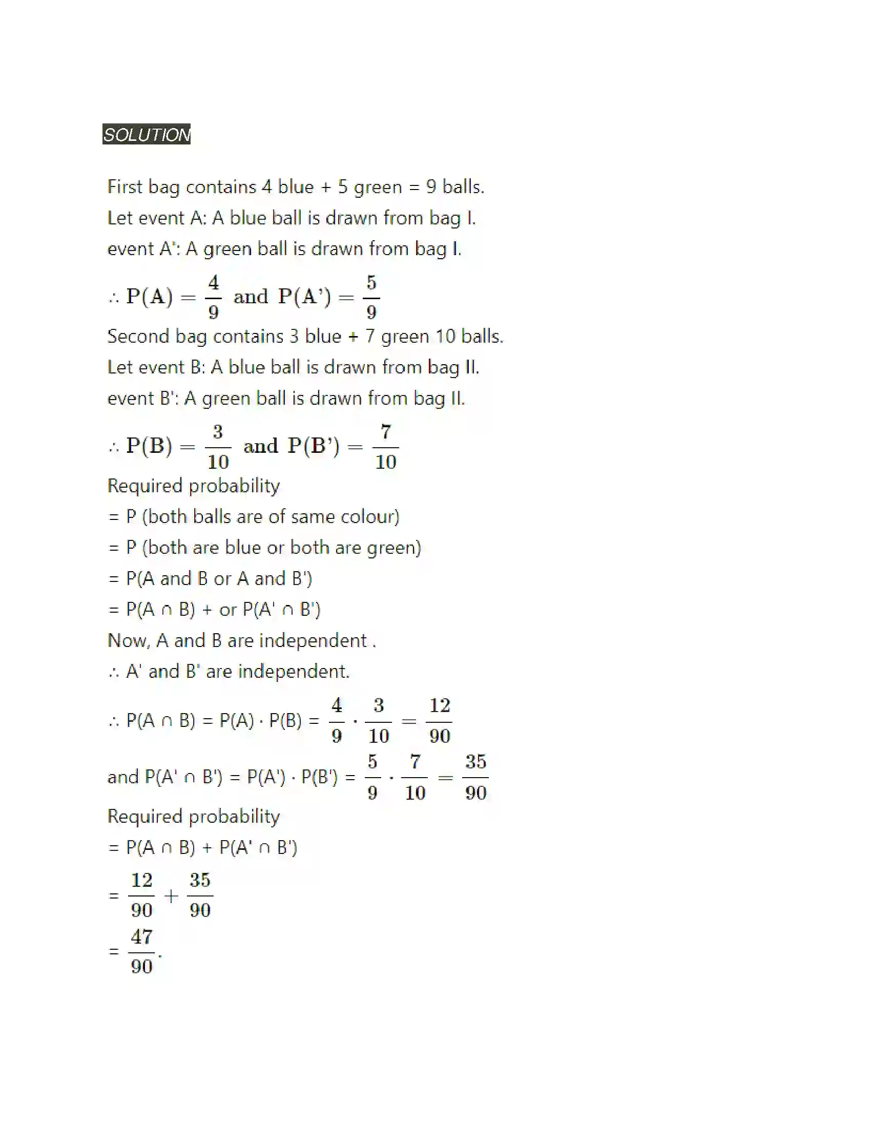 Maharashtra Board Class 11th Mathematics & Statistics - 2 Probability Solution 56