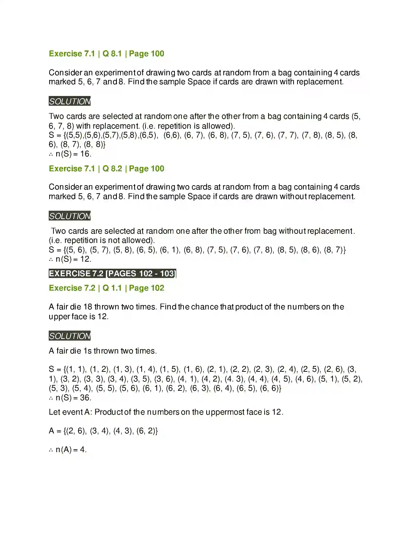 Maharashtra Board Class 11th Mathematics & Statistics - 2 Probability Solution 6