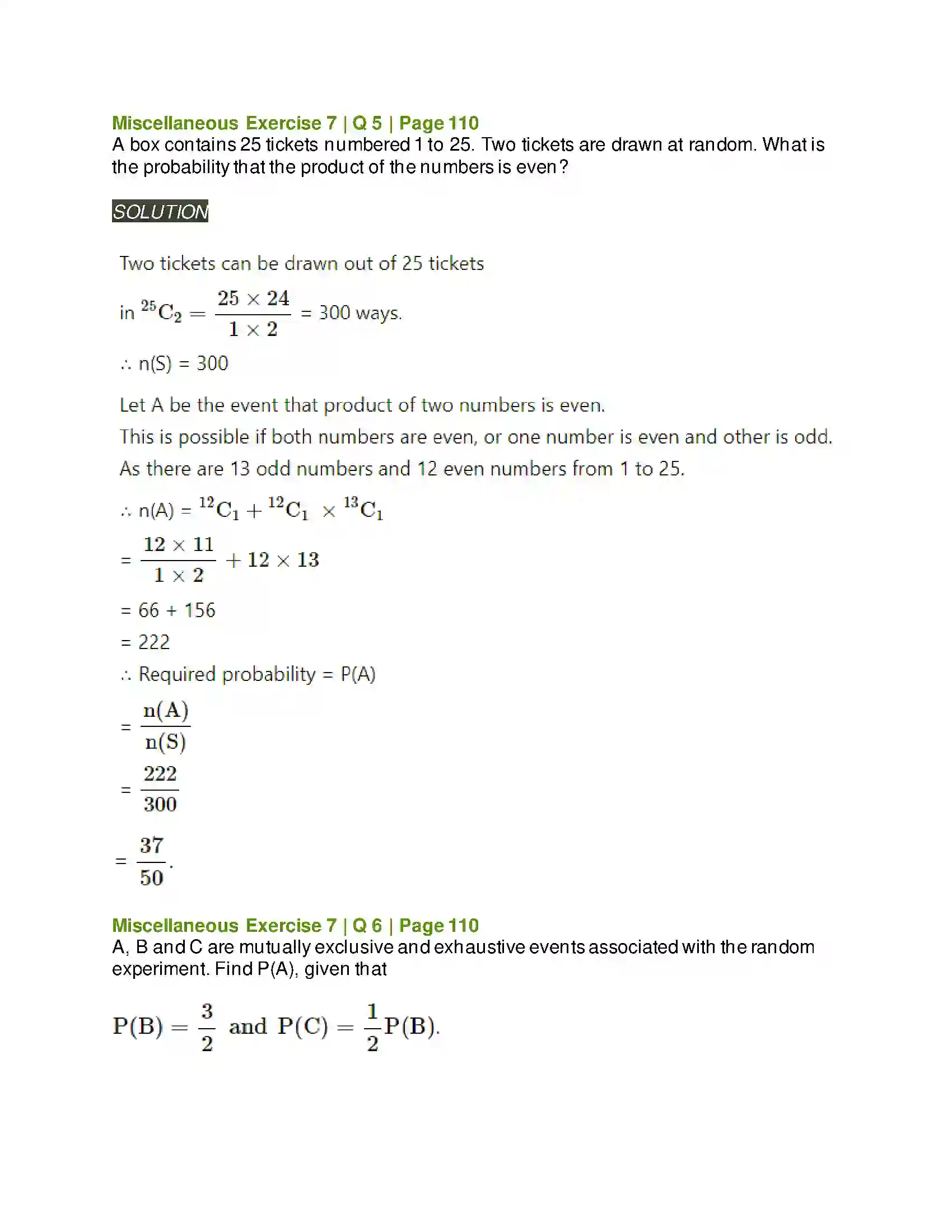 Maharashtra Board Class 11th Mathematics & Statistics - 2 Probability Solution 61