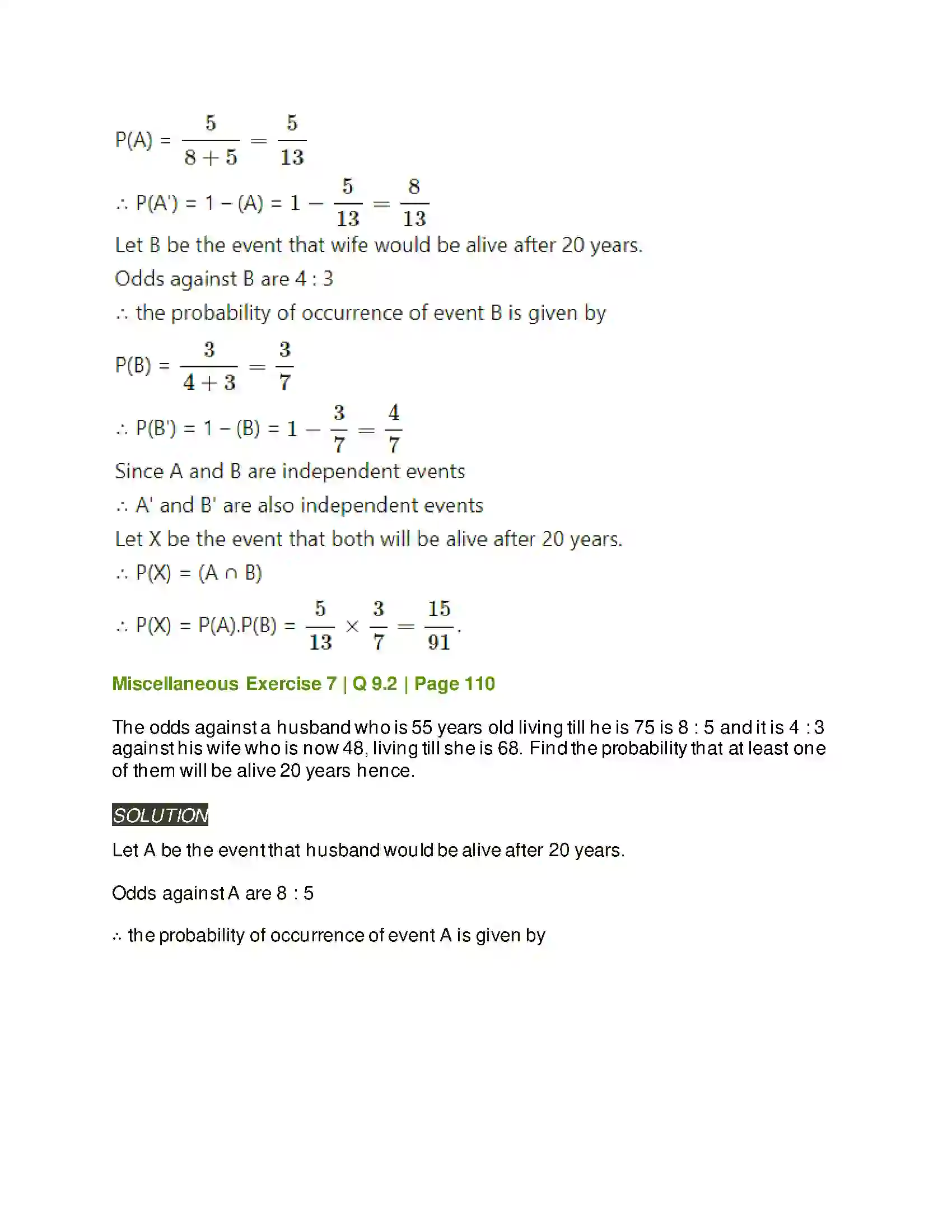 Maharashtra Board Class 11th Mathematics & Statistics - 2 Probability Solution 65