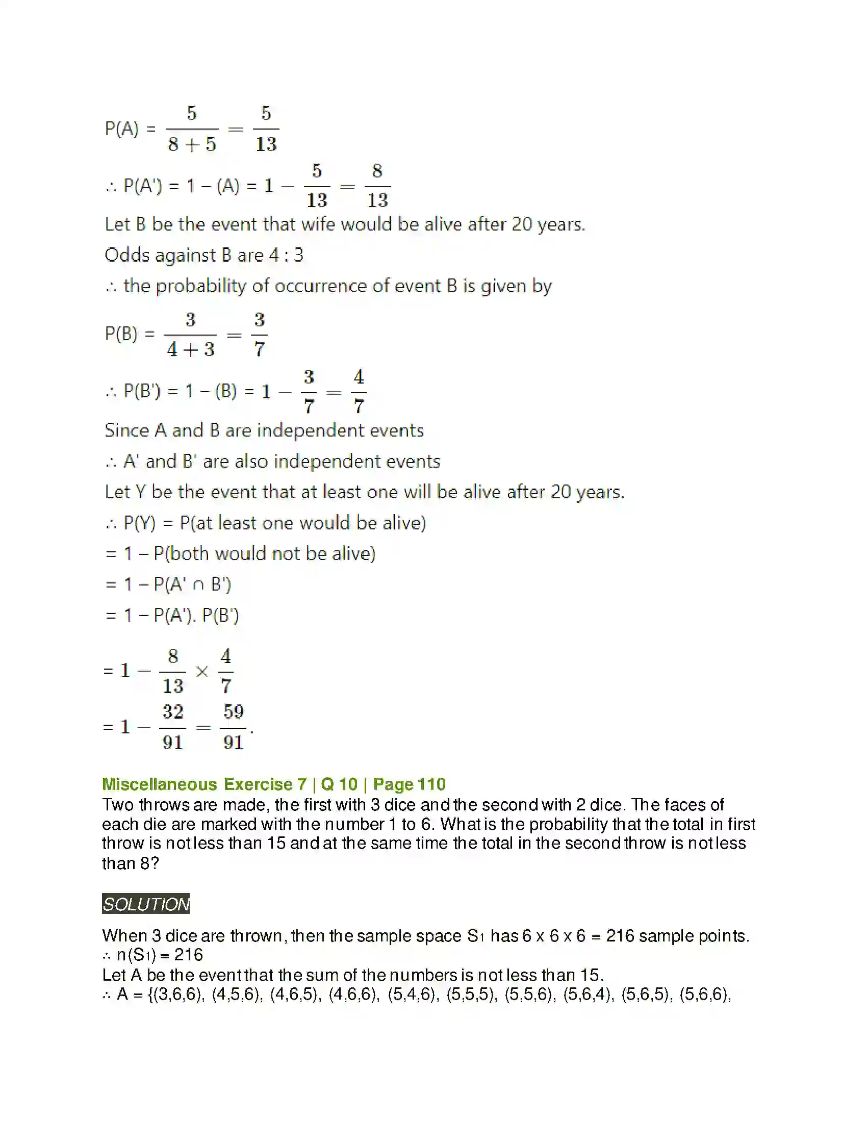 Maharashtra Board Class 11th Mathematics & Statistics - 2 Probability Solution 66