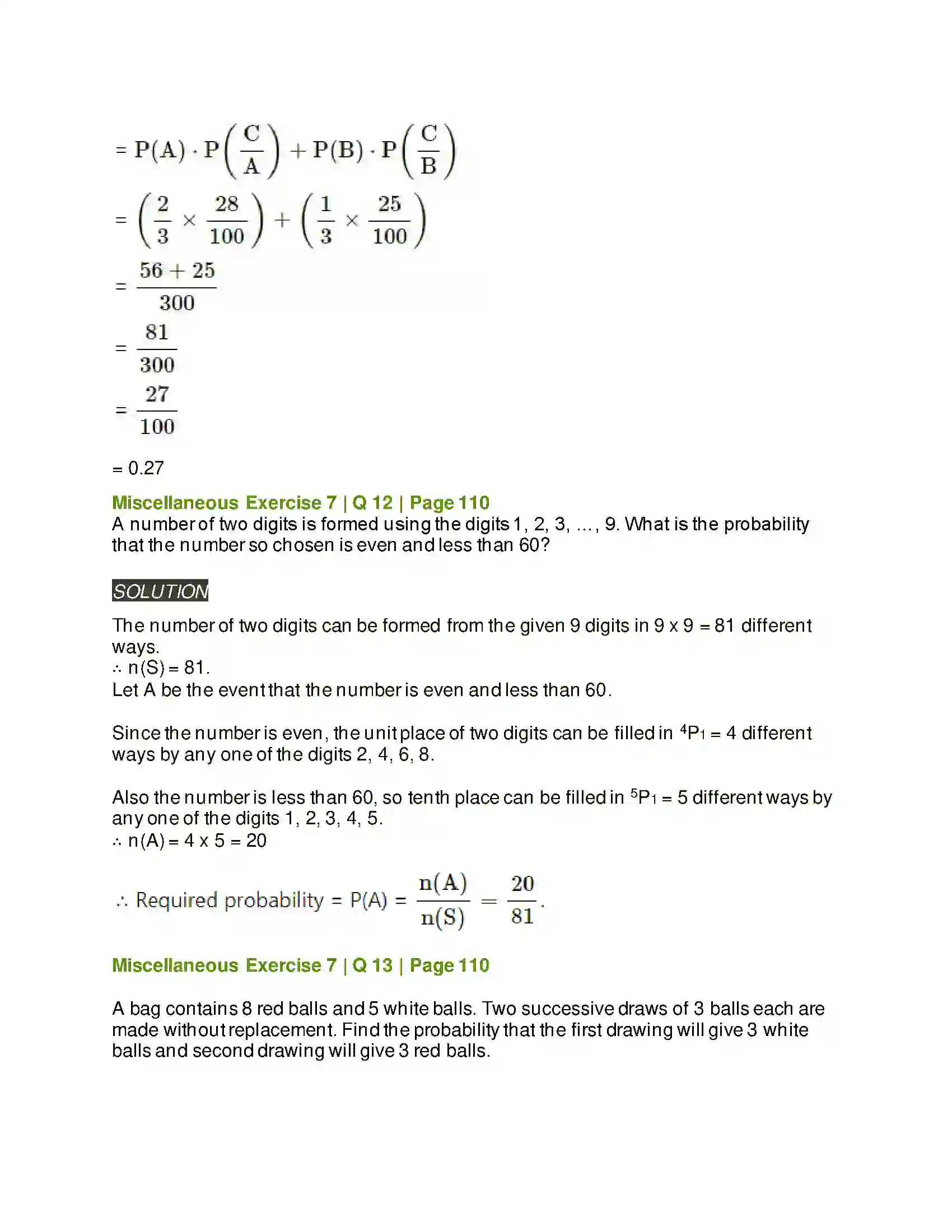 Maharashtra Board Class 11th Mathematics & Statistics - 2 Probability Solution 68