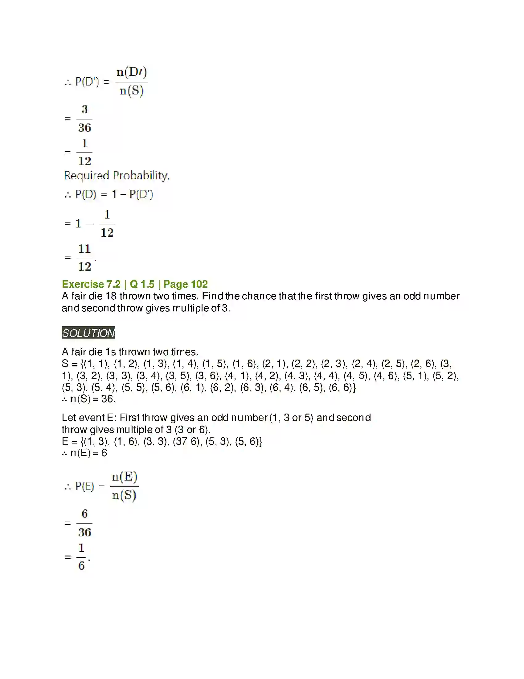 Maharashtra Board Class 11th Mathematics & Statistics - 2 Probability Solution 9