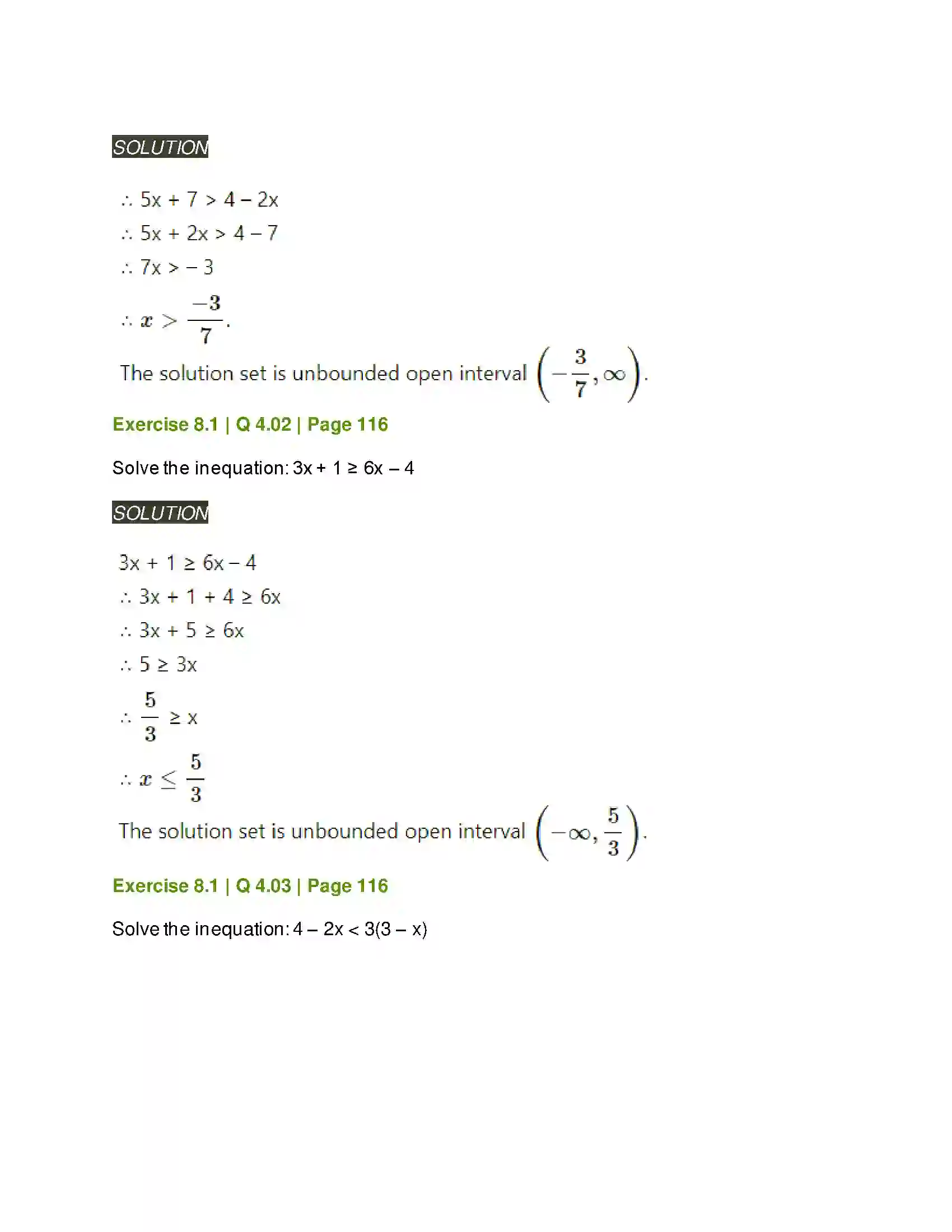 Maharashtra Board Class 11th Mathematics & Statistics - 2 Linear Inequations Solution 7