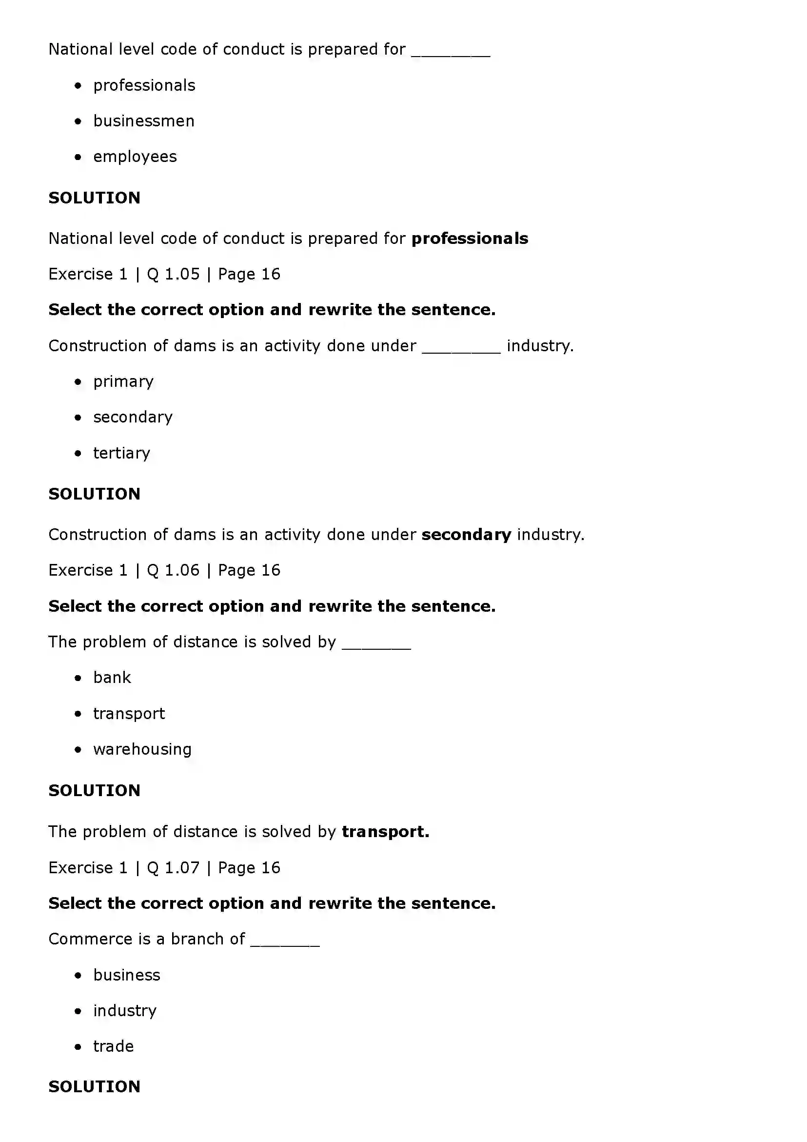 Maharashtra Board Class 11th Organisation of Commerce and Management (OC) Introduction of Commerce and Business Solution 2
