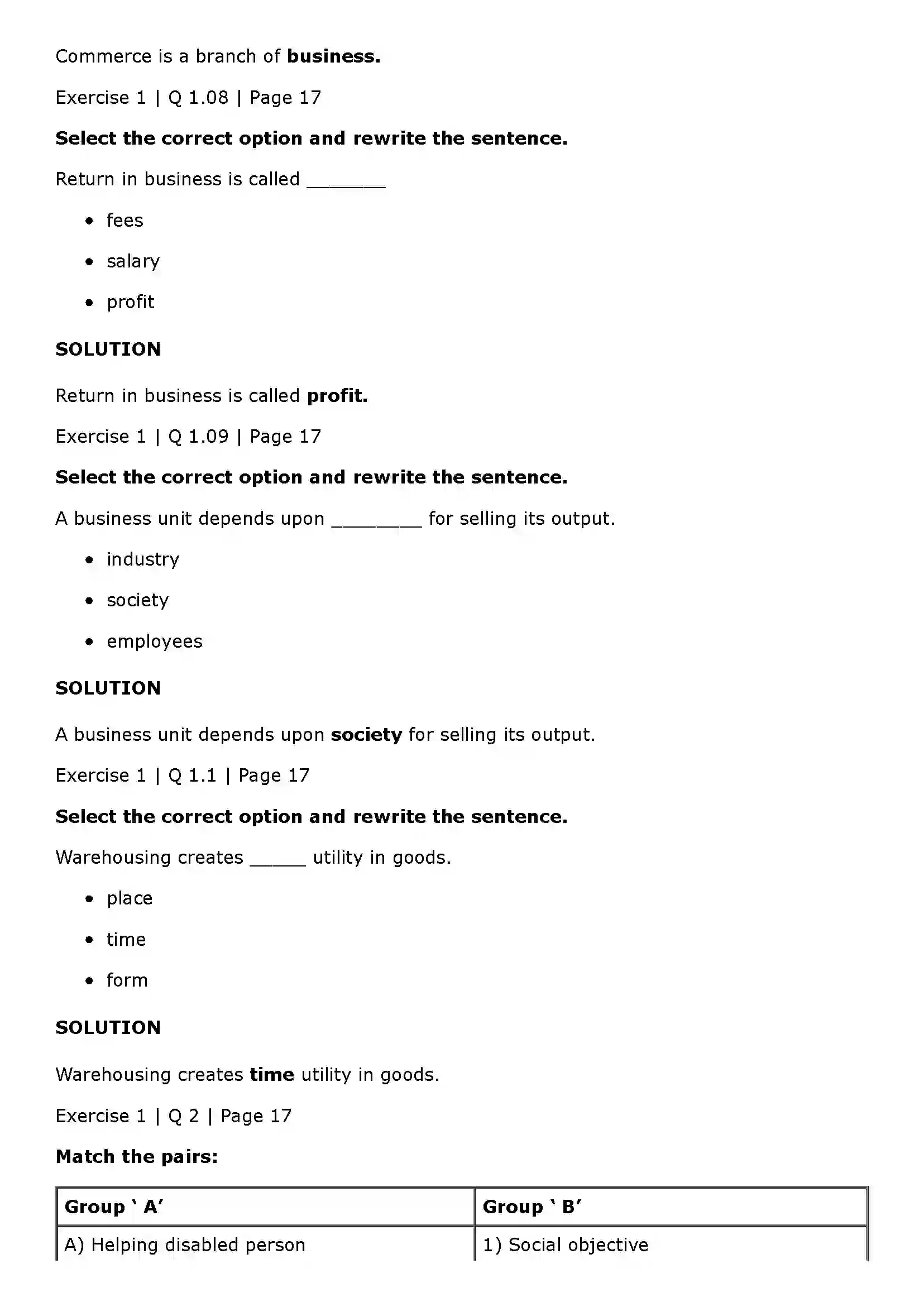 Maharashtra Board Class 11th Organisation of Commerce and Management (OC) Introduction of Commerce and Business Solution 3