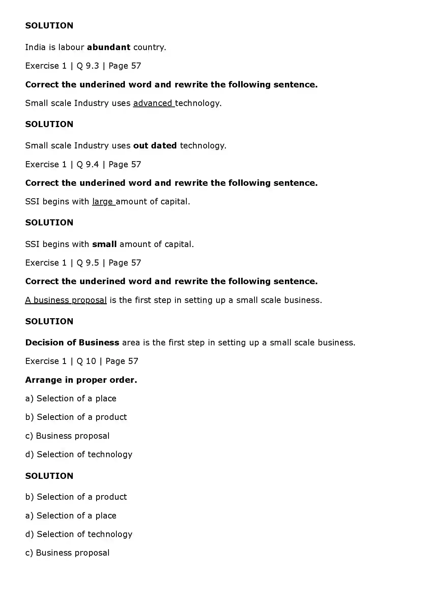 Maharashtra Board Class 11th Organisation of Commerce and Management (OC) Small Scale Industry and Business Solution 10