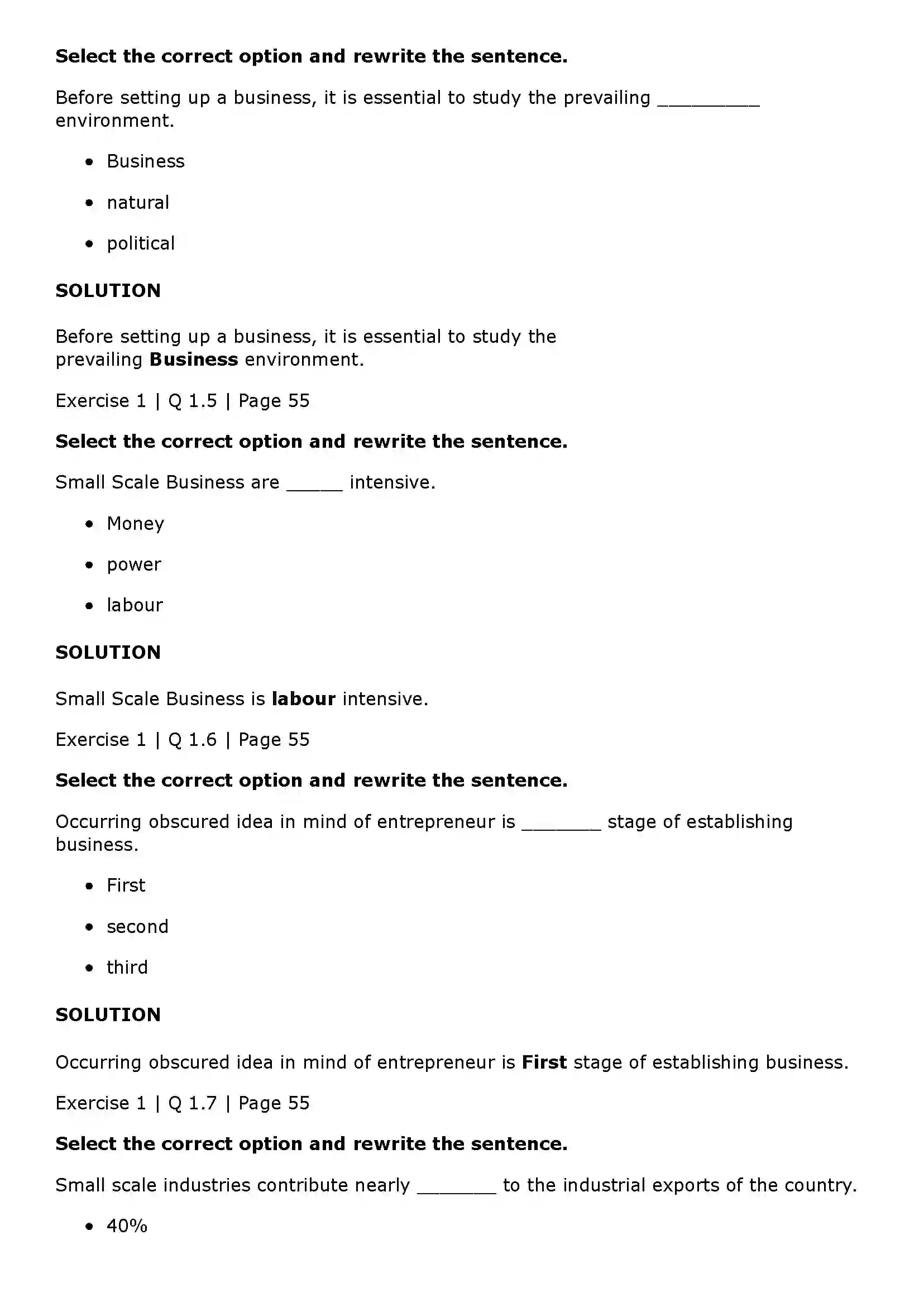 Maharashtra Board Class 11th Organisation of Commerce and Management (OC) Small Scale Industry and Business Solution 2