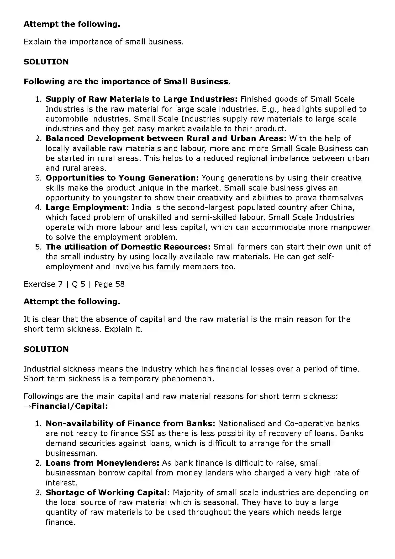 Maharashtra Board Class 11th Organisation of Commerce and Management (OC) Small Scale Industry and Business Solution 22