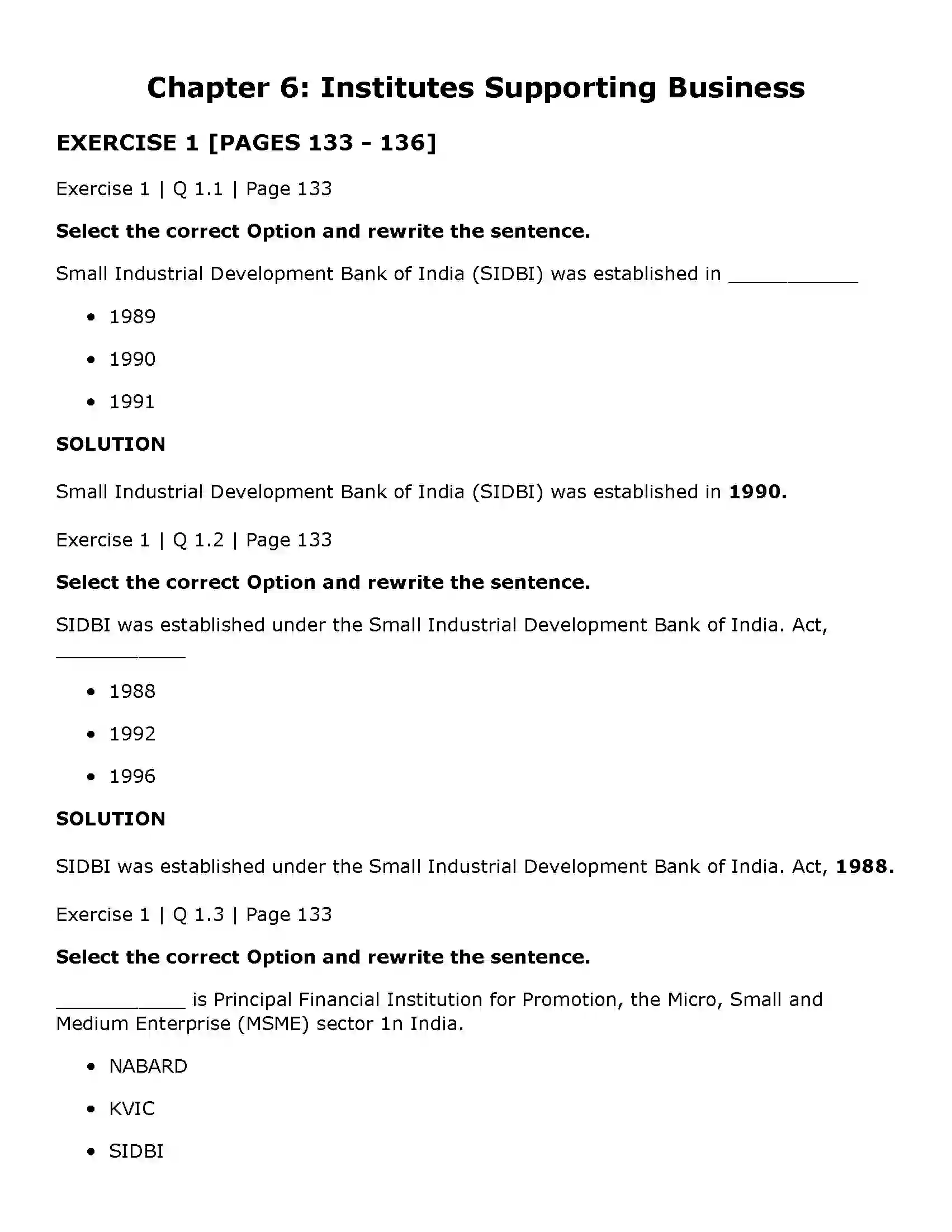Maharashtra Board Class 11th Organisation of Commerce and Management (OC) Institutes Supporting Business Solution 1