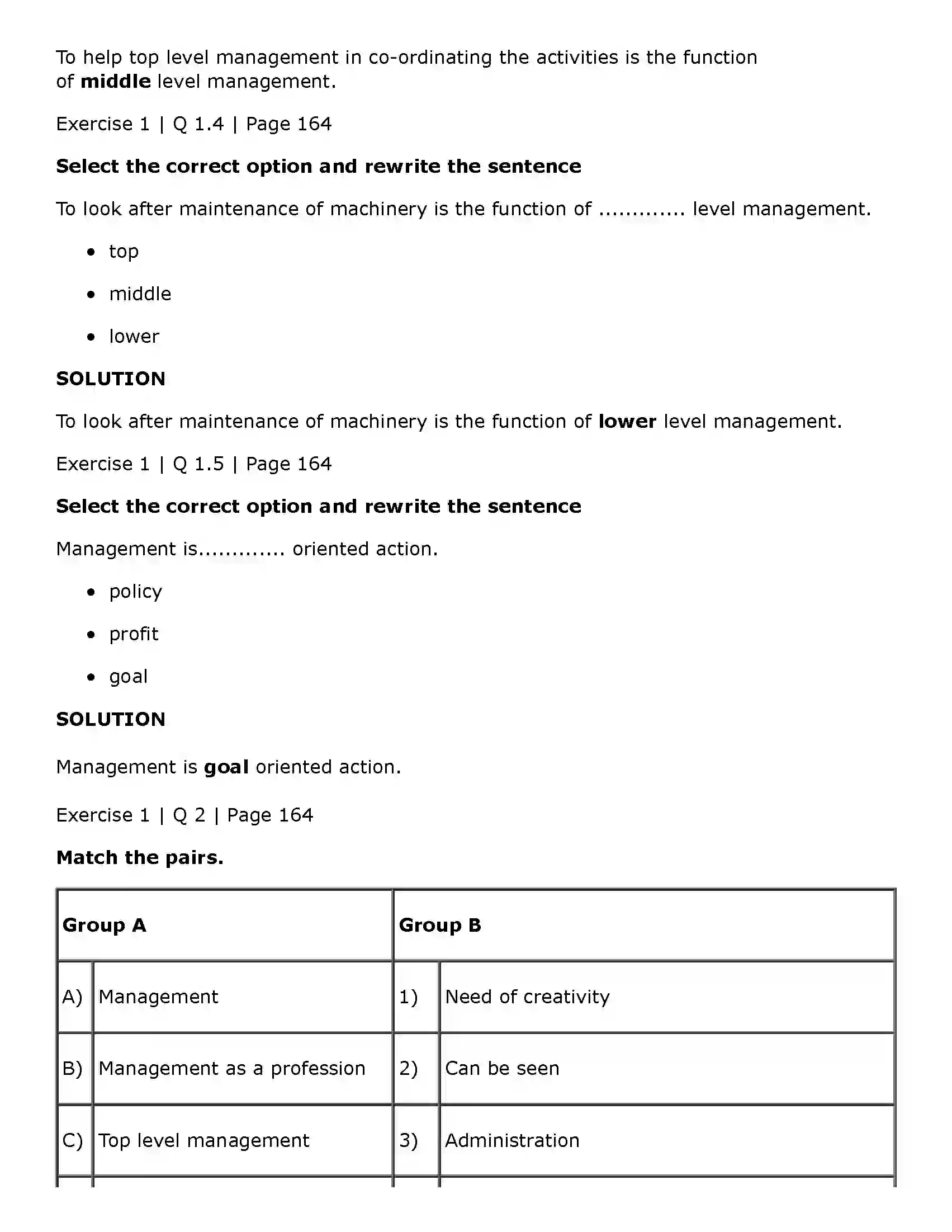 Maharashtra Board Class 11th Organisation of Commerce and Management (OC) Introduction to Management Solution 2
