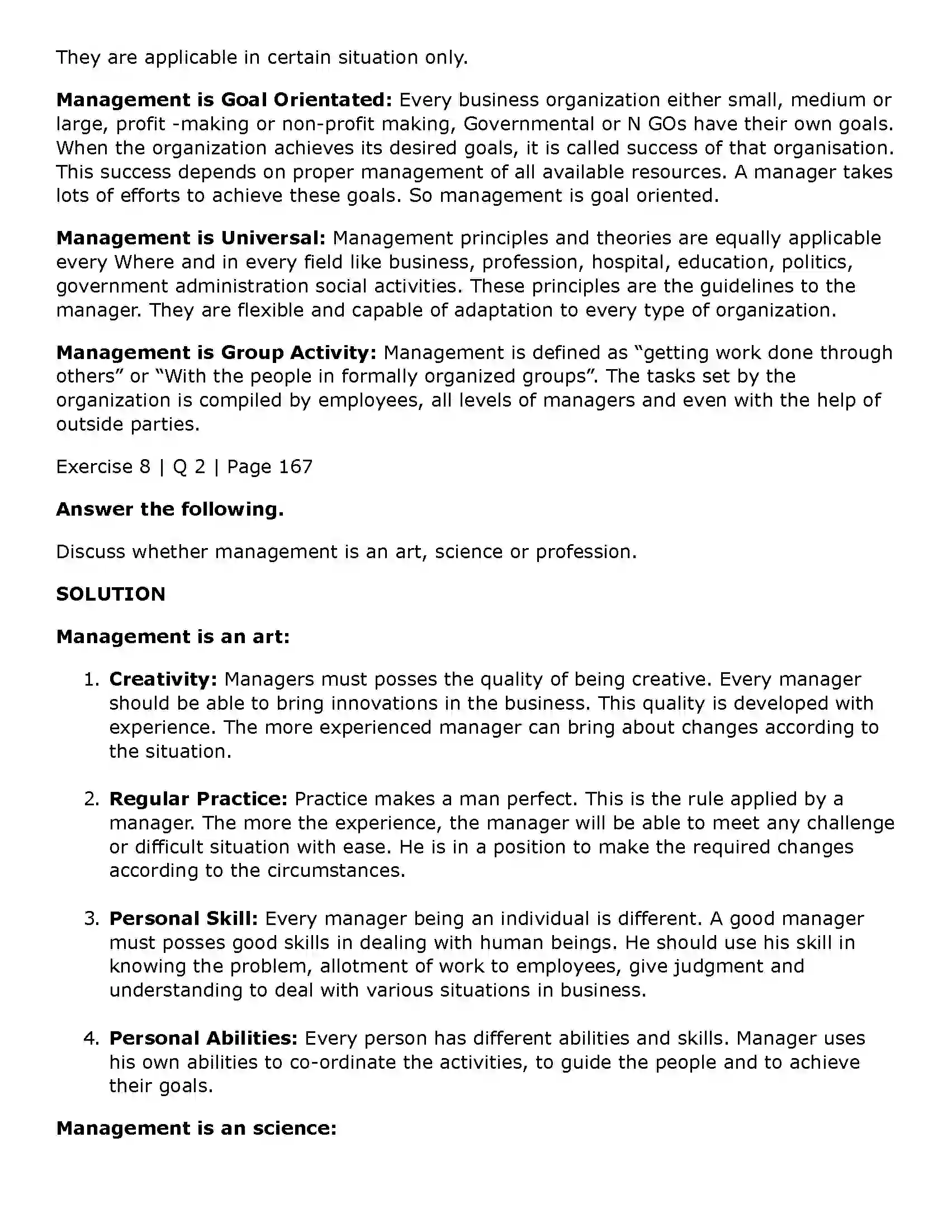 Maharashtra Board Class 11th Organisation of Commerce and Management (OC) Introduction to Management Solution 34