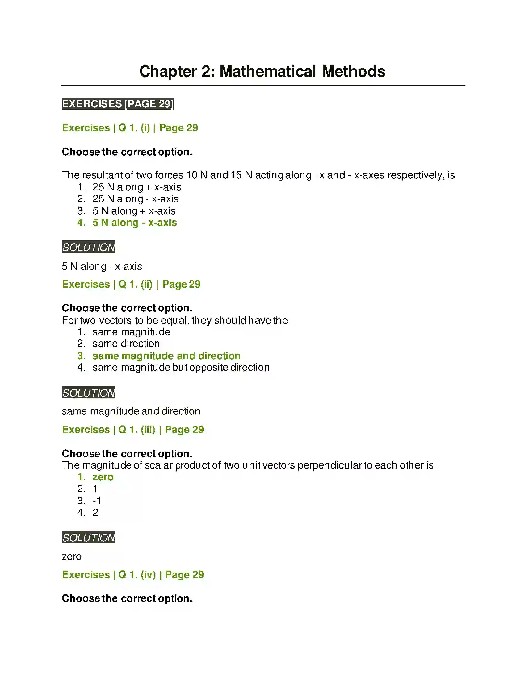 Maharashtra Board Class 11th Physics Mathematical Methods Solution 1