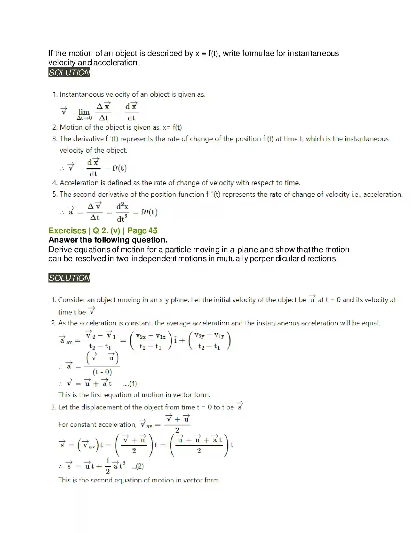 Maharashtra Board Class 11th Physics Motion in a Plane Solution 4