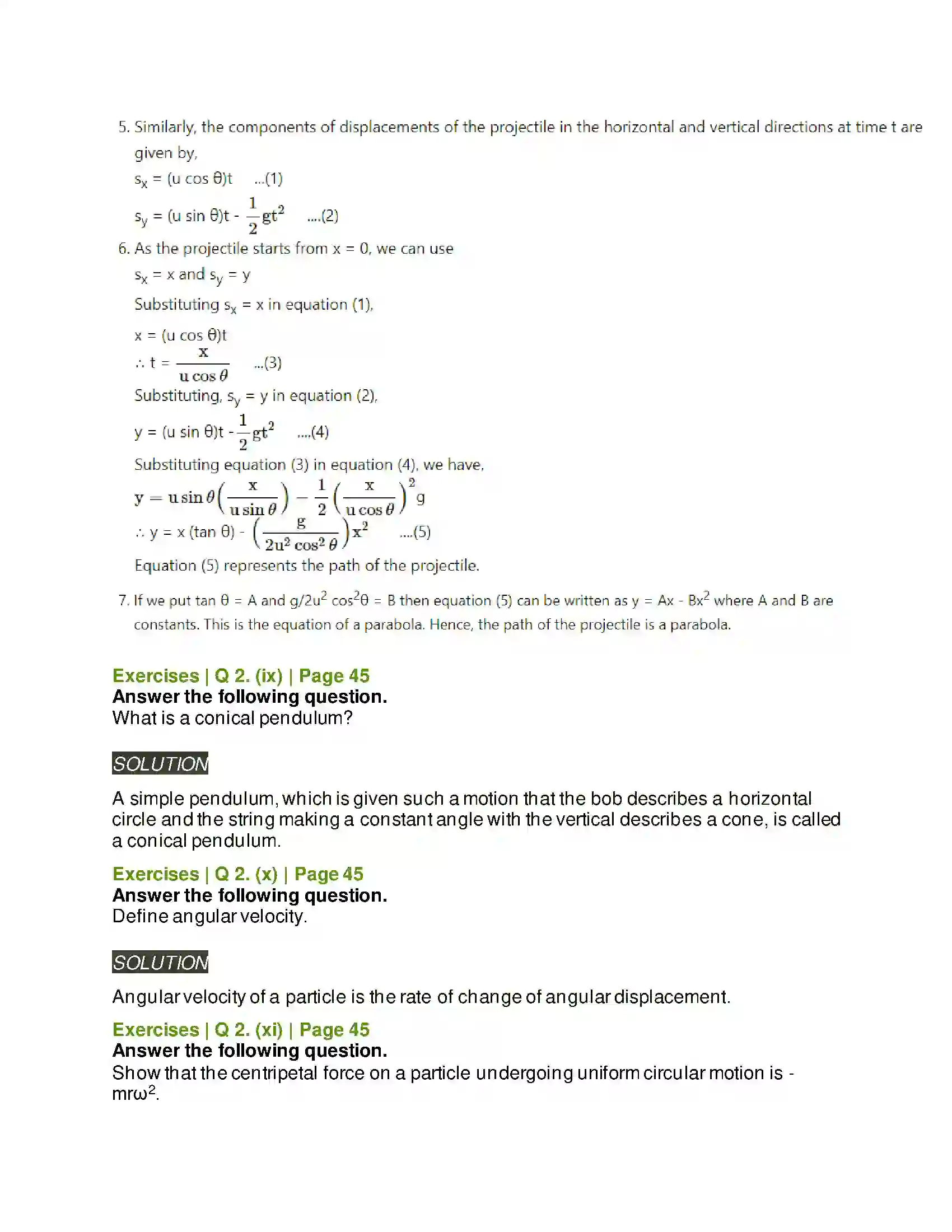 Maharashtra Board Class 11th Physics Motion in a Plane Solution 9