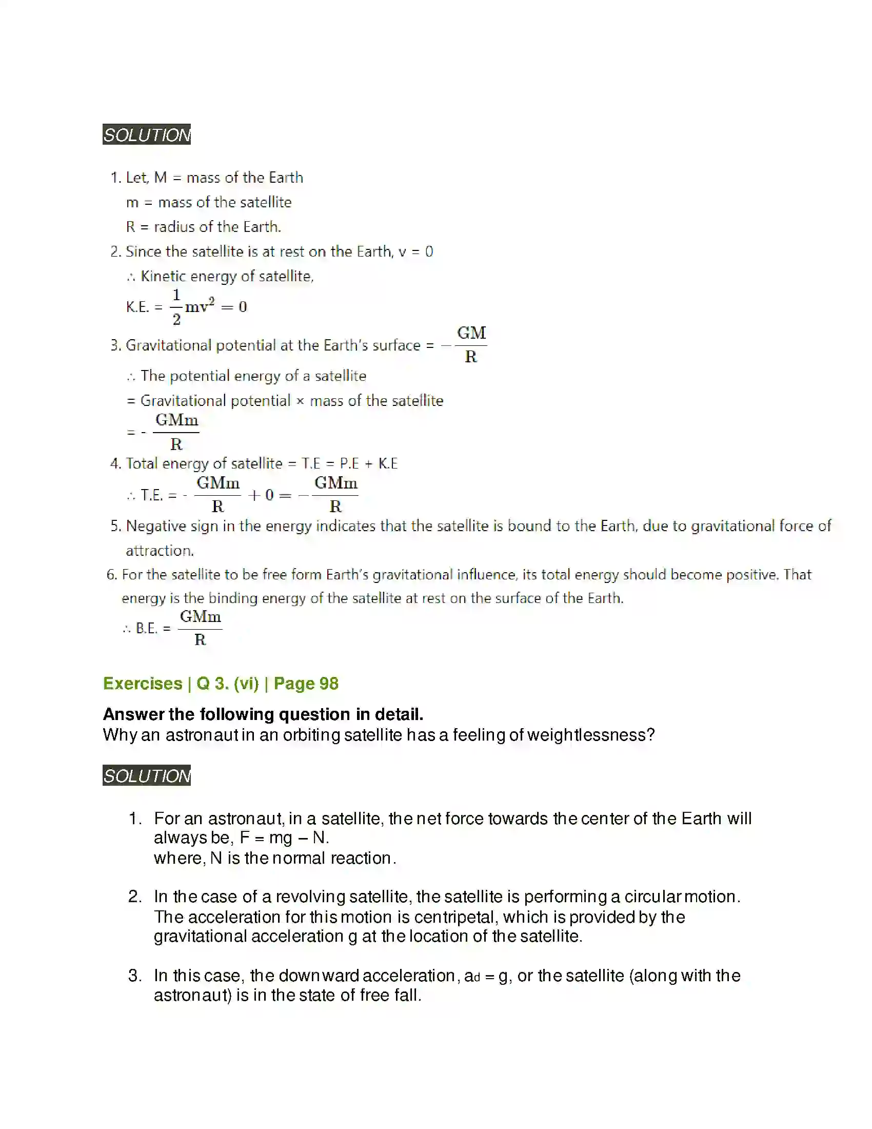 Maharashtra Board Class 11th Physics Gravitation Solution 10