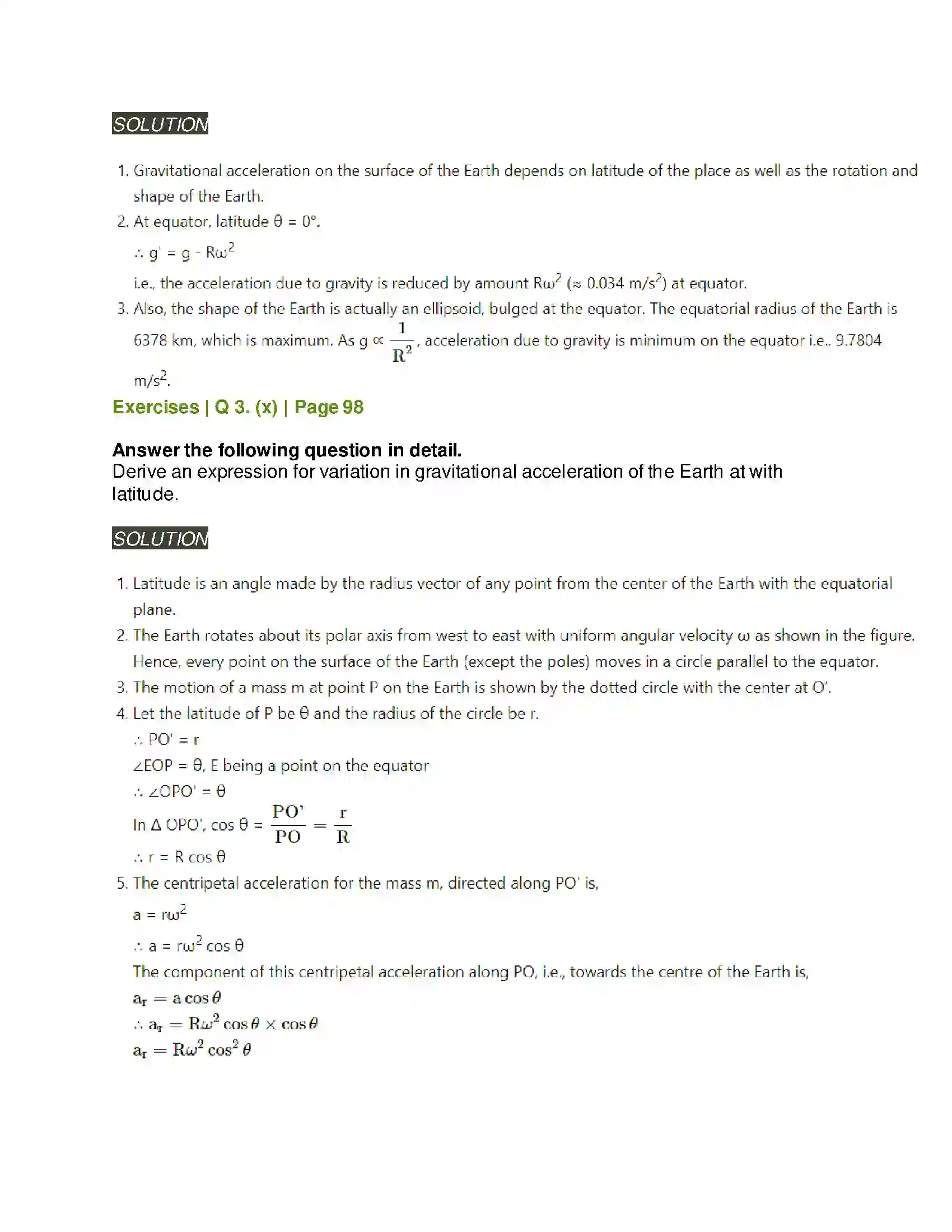 Maharashtra Board Class 11th Physics Gravitation Solution 12