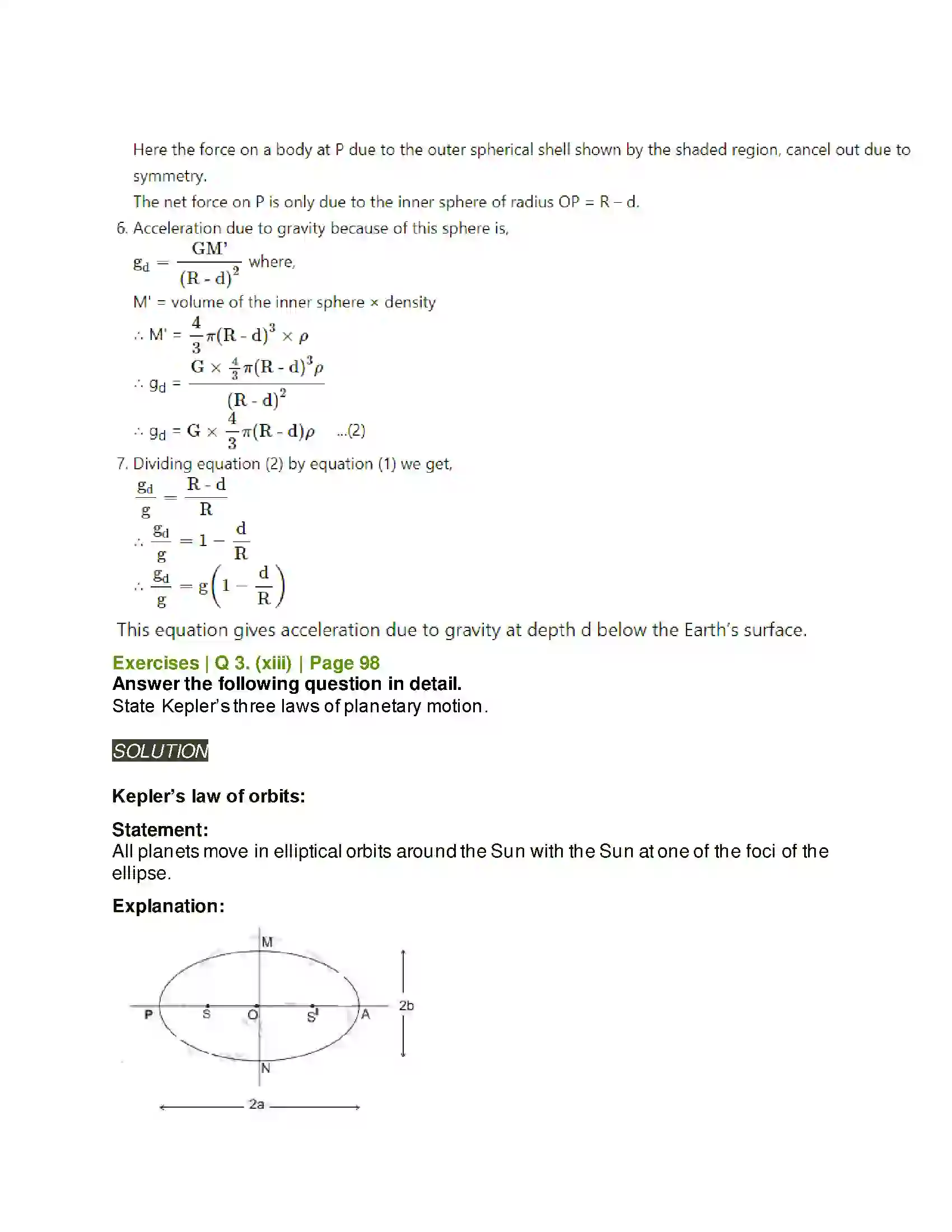 Maharashtra Board Class 11th Physics Gravitation Solution 14