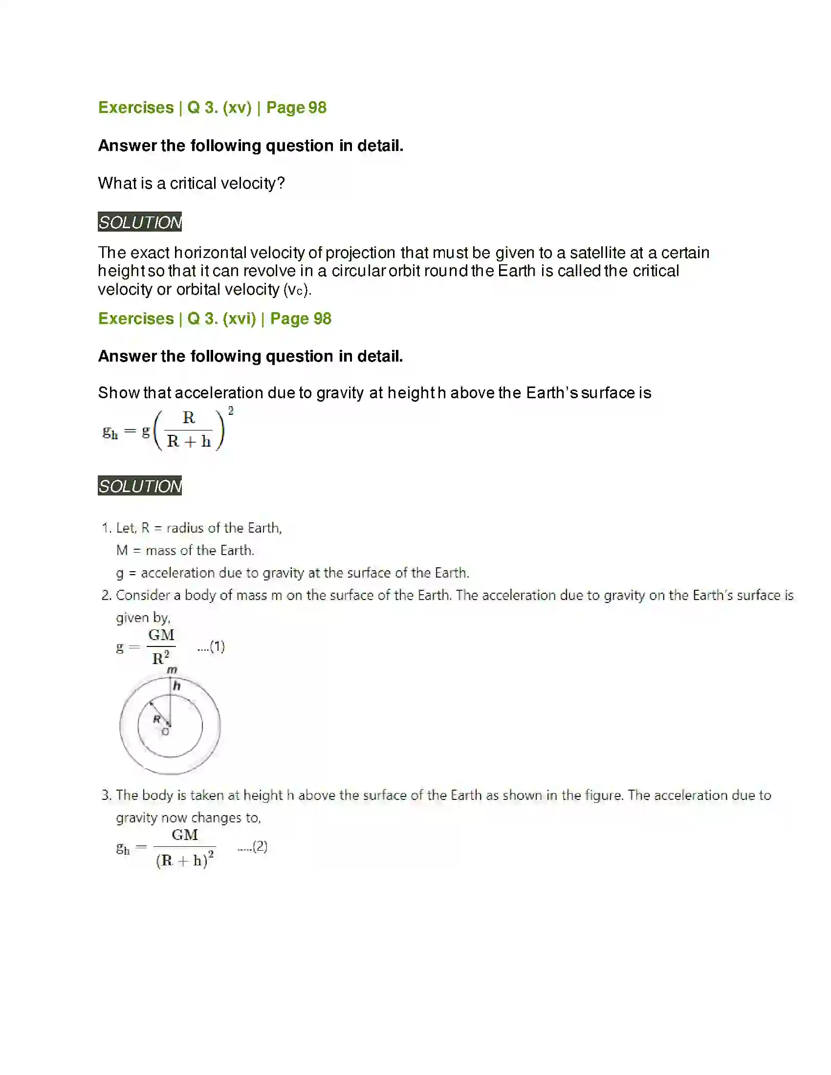 Maharashtra Board Class 11th Physics Gravitation Solution 17
