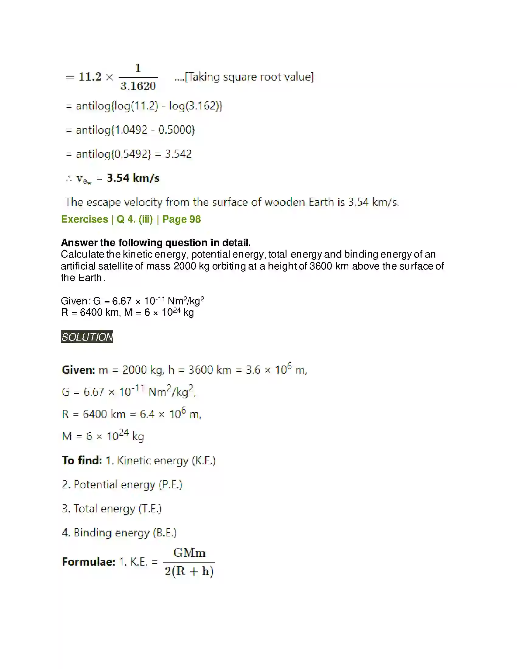 Maharashtra Board Class 11th Physics Gravitation Solution 21