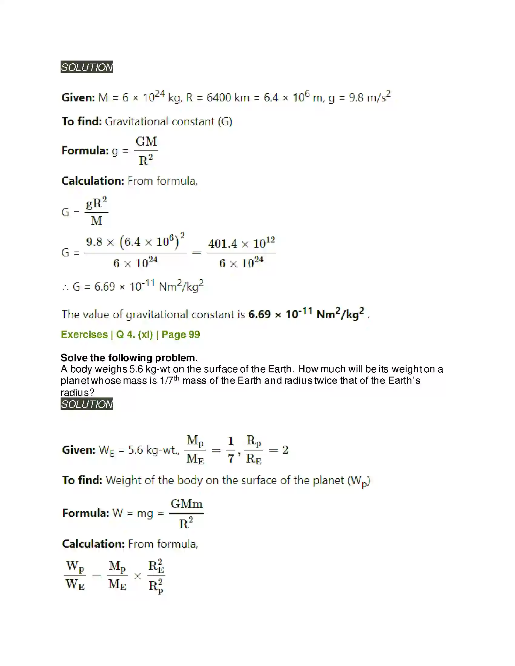 Maharashtra Board Class 11th Physics Gravitation Solution 29