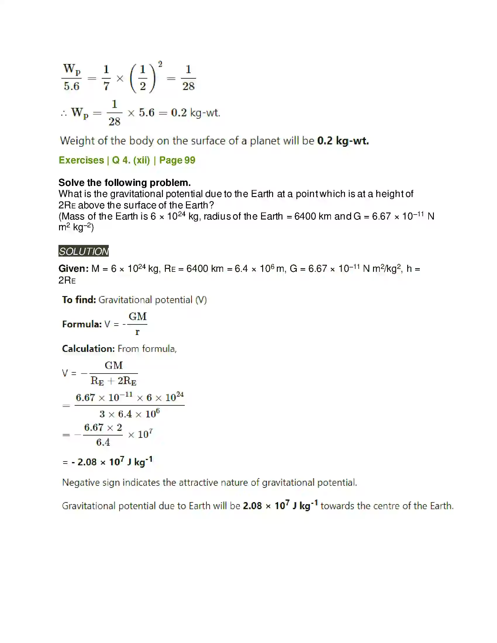 Maharashtra Board Class 11th Physics Gravitation Solution 30