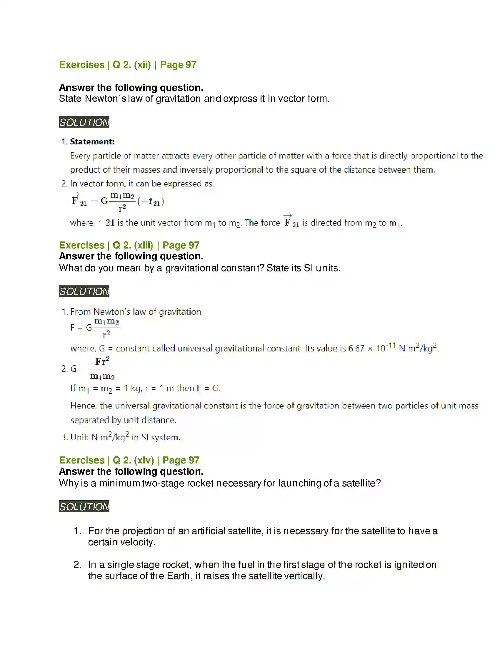 Maharashtra Board Class 11th Physics Gravitation Solution 5