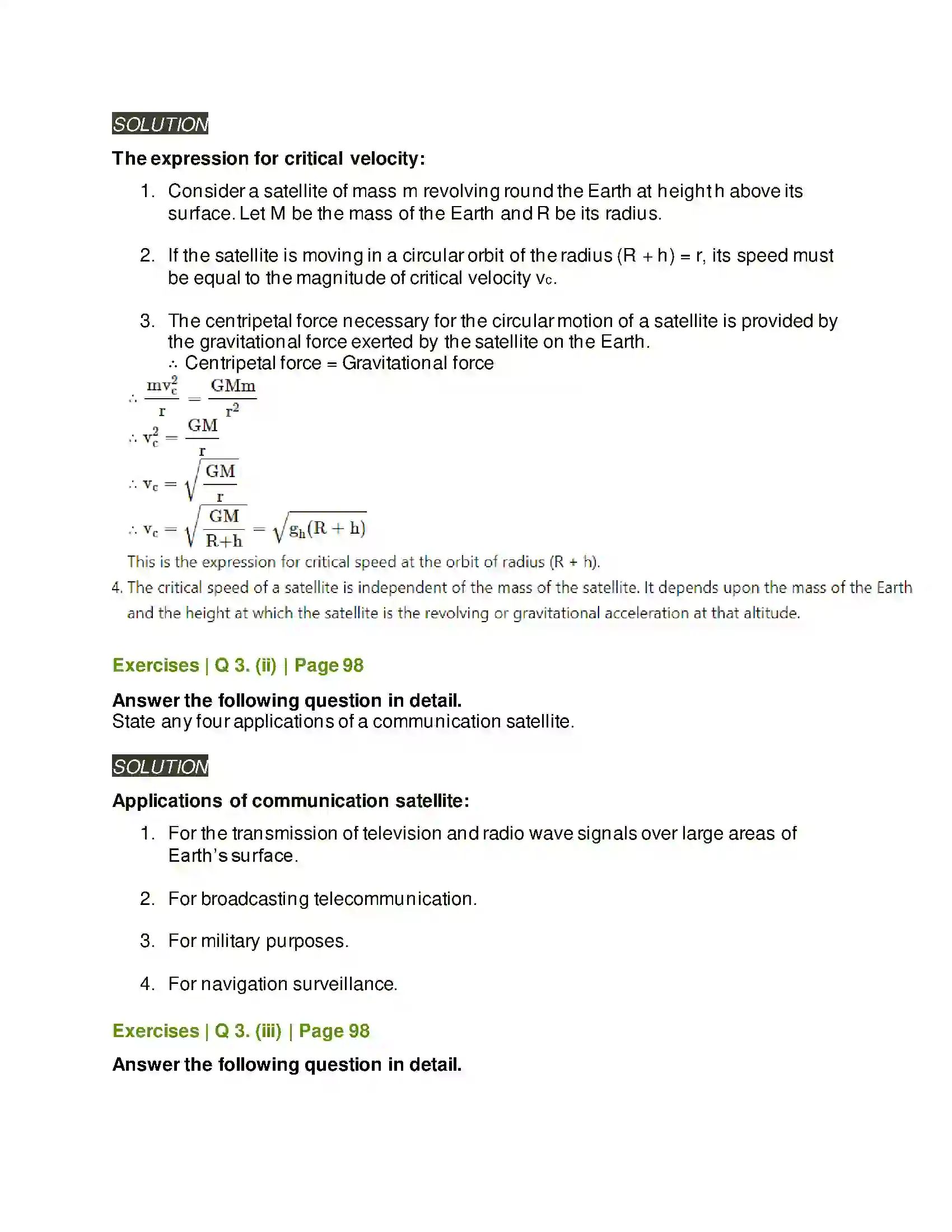 Maharashtra Board Class 11th Physics Gravitation Solution 7