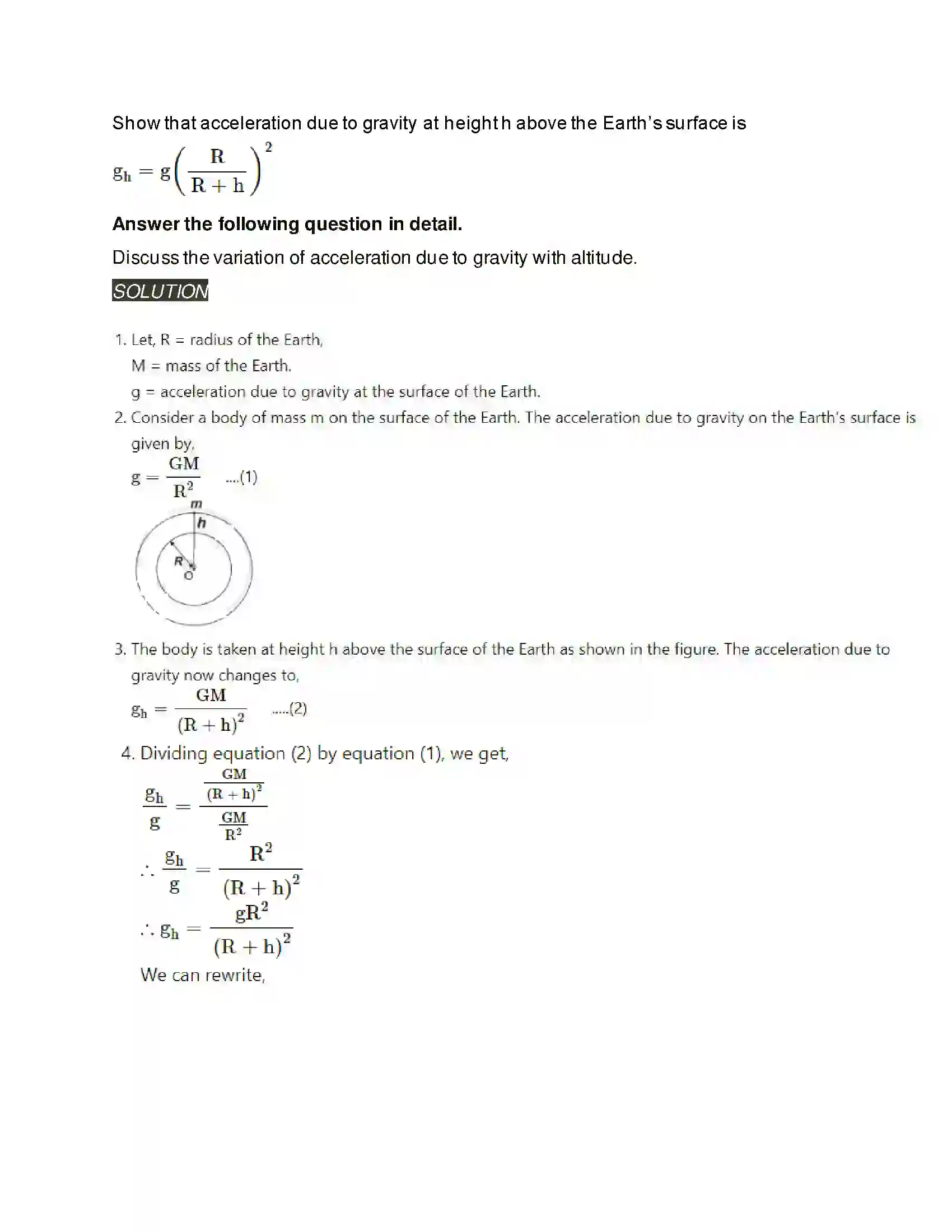 Maharashtra Board Class 11th Physics Gravitation Solution 8