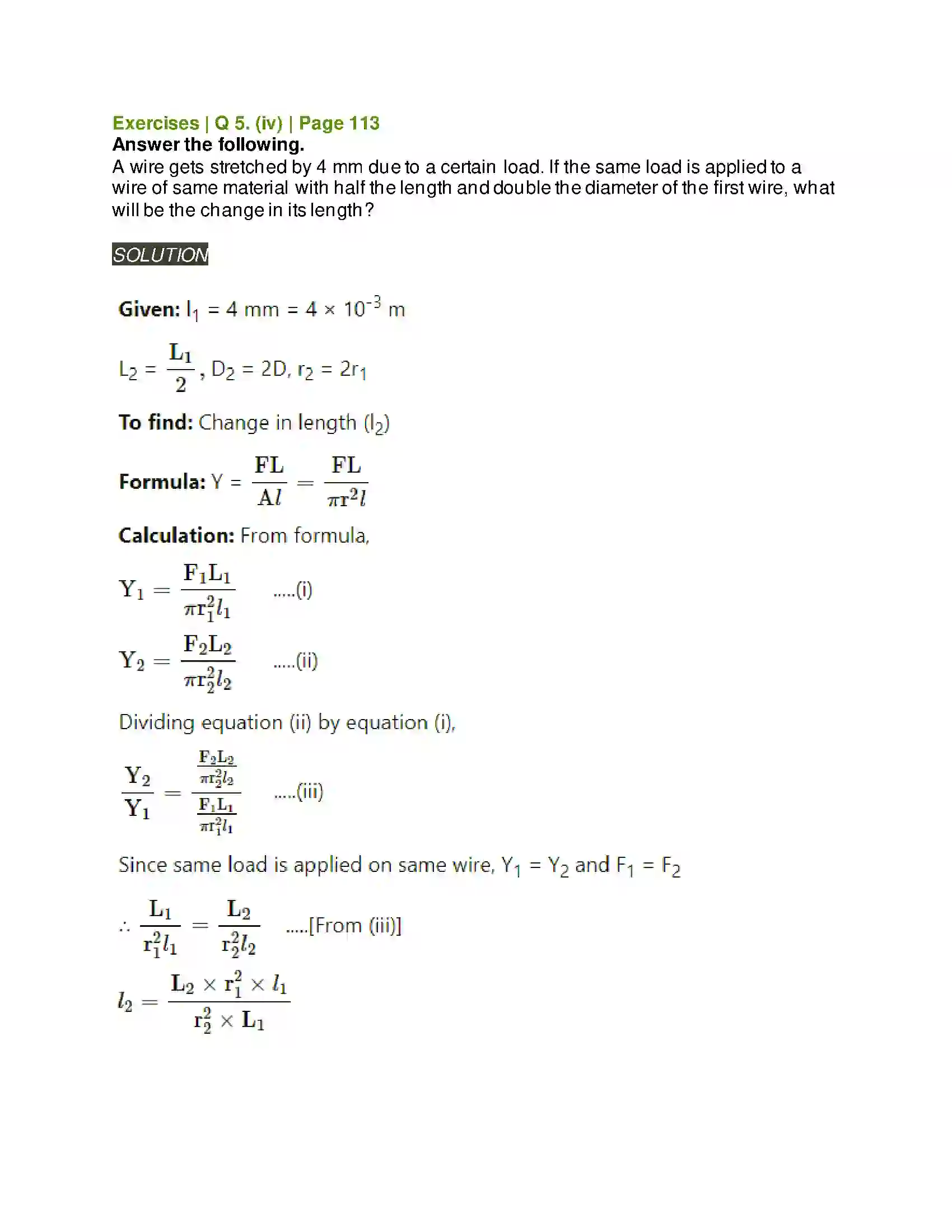 Maharashtra Board Class 11th Physics Mechanical Properties of Solids Solution 14