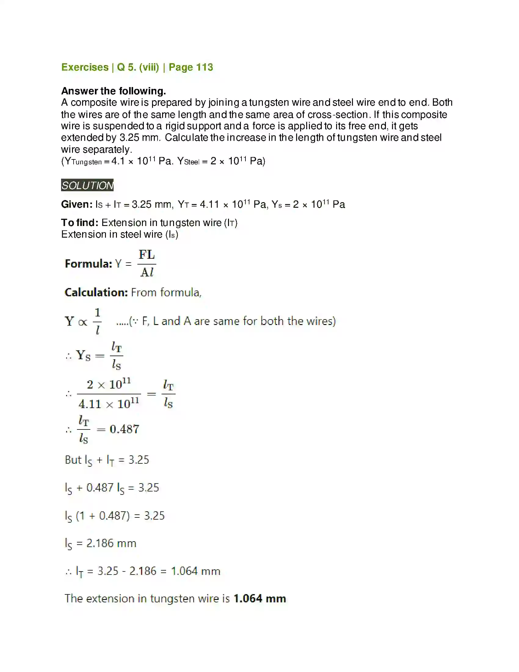 Maharashtra Board Class 11th Physics Mechanical Properties of Solids Solution 18