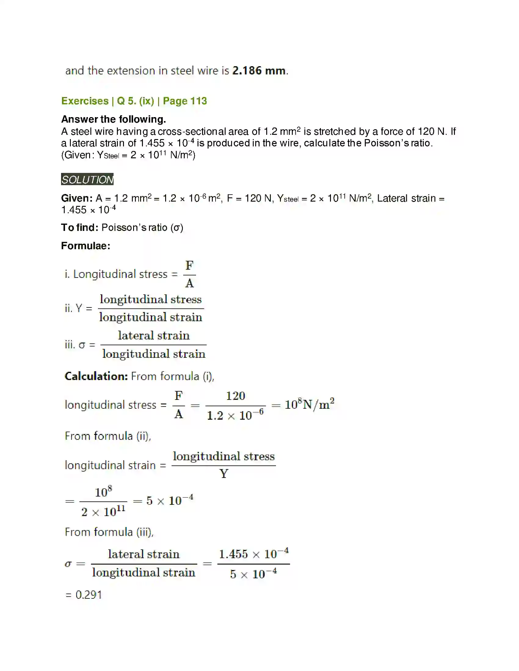 Maharashtra Board Class 11th Physics Mechanical Properties of Solids Solution 19