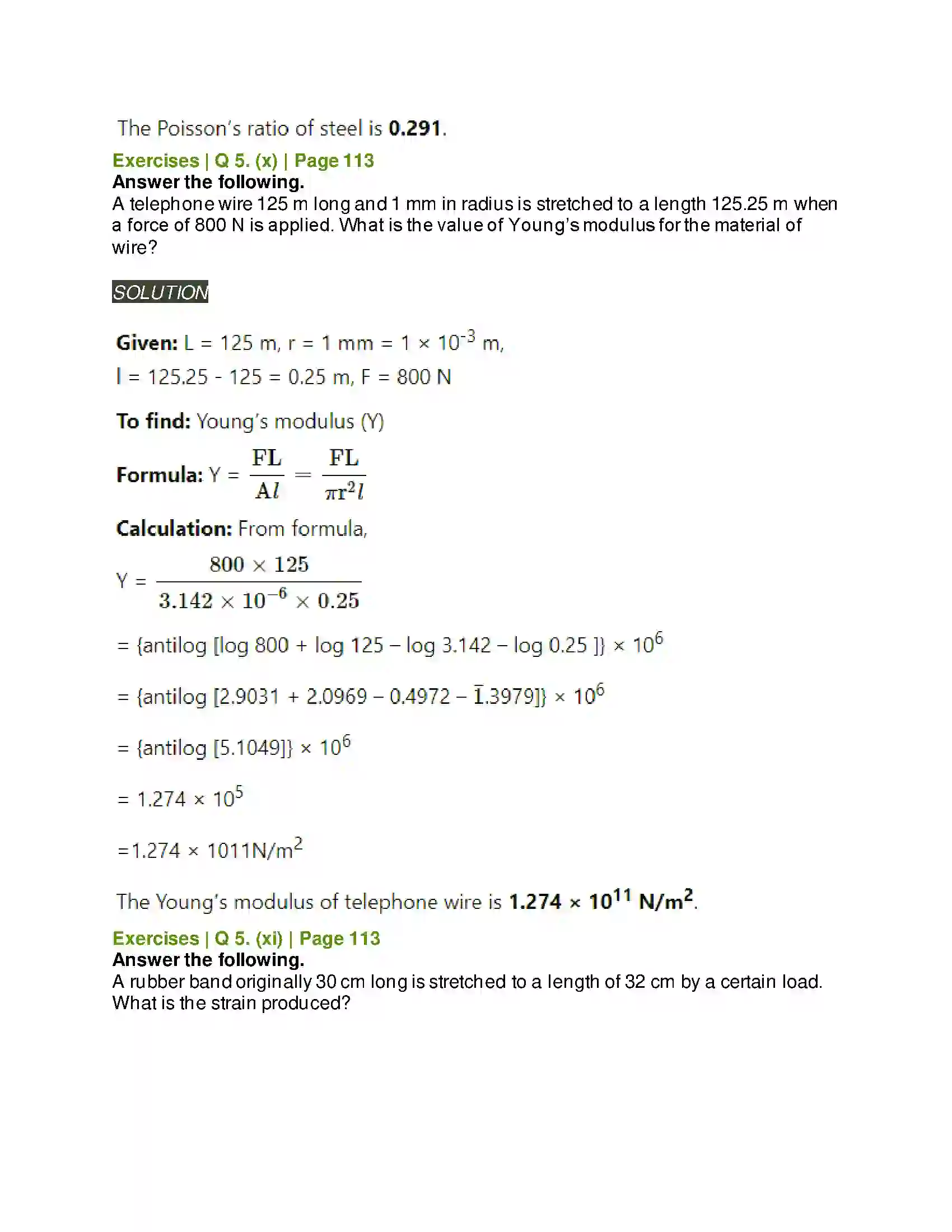 Maharashtra Board Class 11th Physics Mechanical Properties of Solids Solution 20