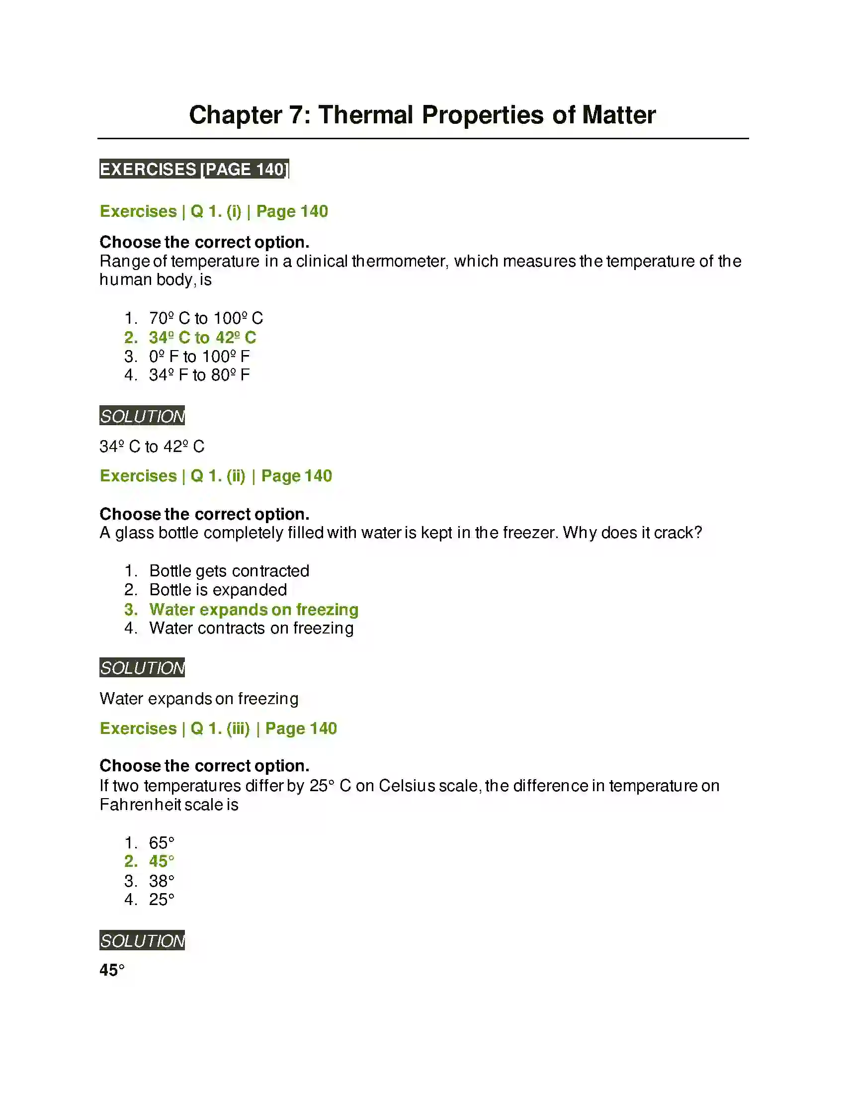 Maharashtra Board Class 11th Physics Thermal Properties of Matter Solution 1