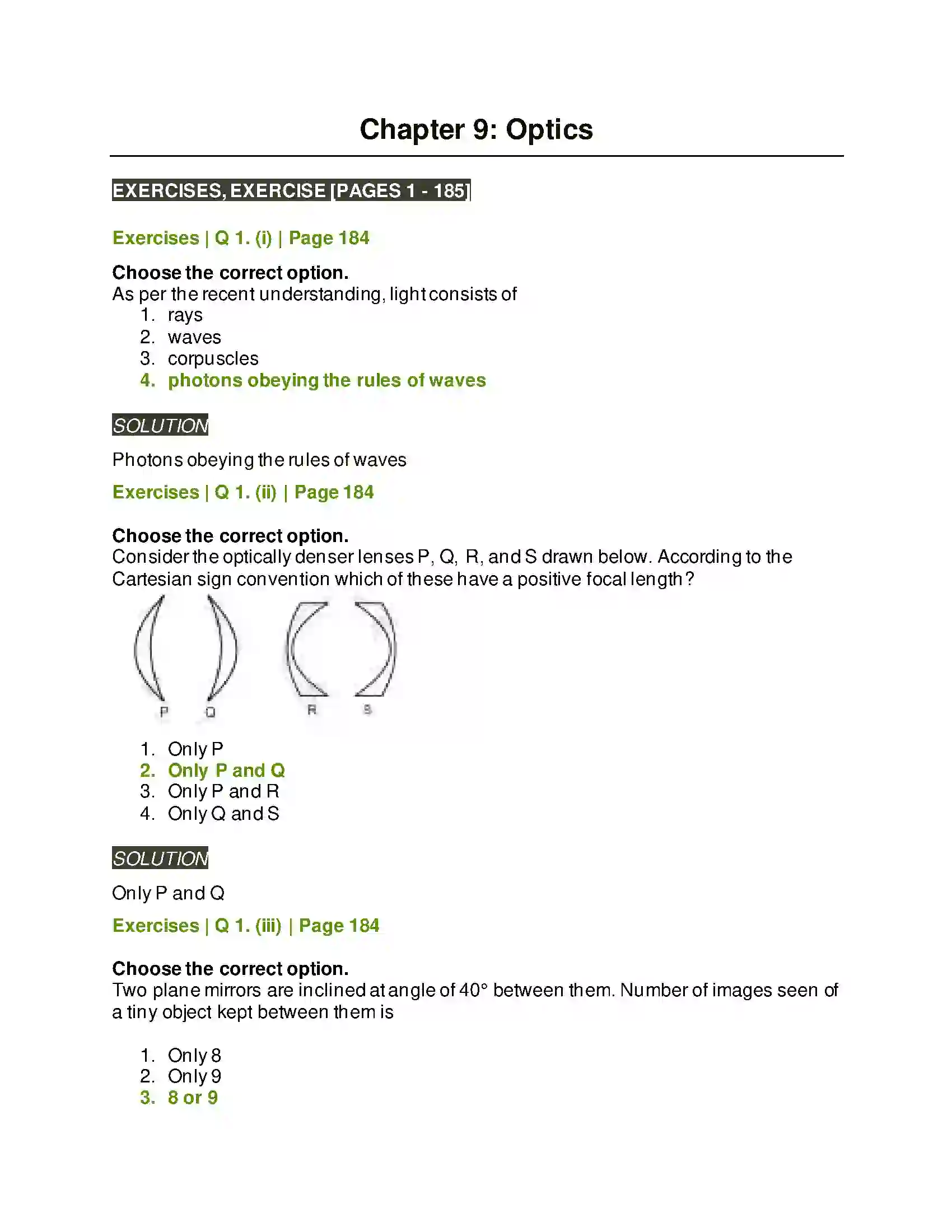 Maharashtra Board Class 11th Physics Optics Solution 1
